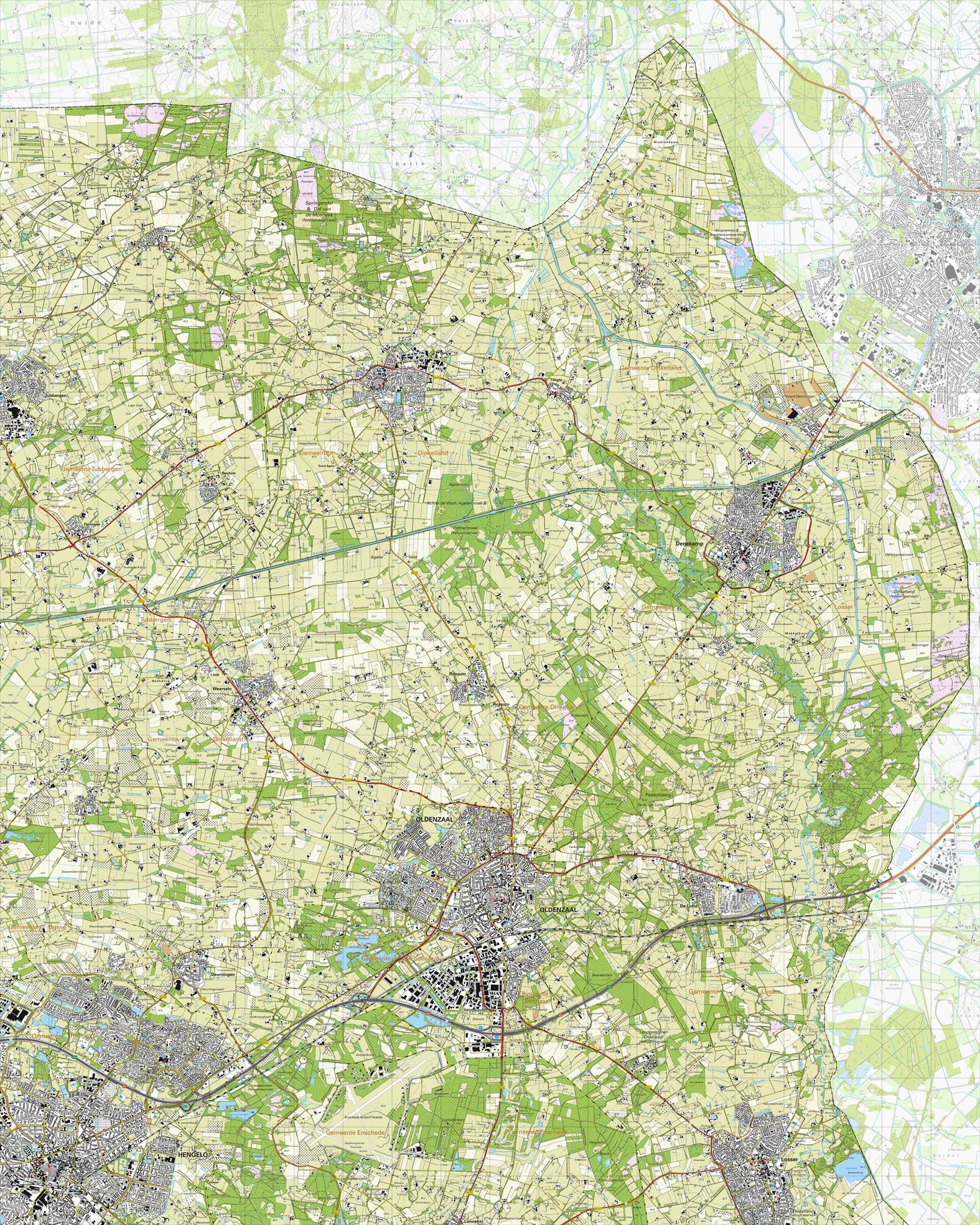 Topografische kaart schaal 1:25.000 (Hengelo, Oldenzaal, Losser, Denekamp, Ootmarsum)