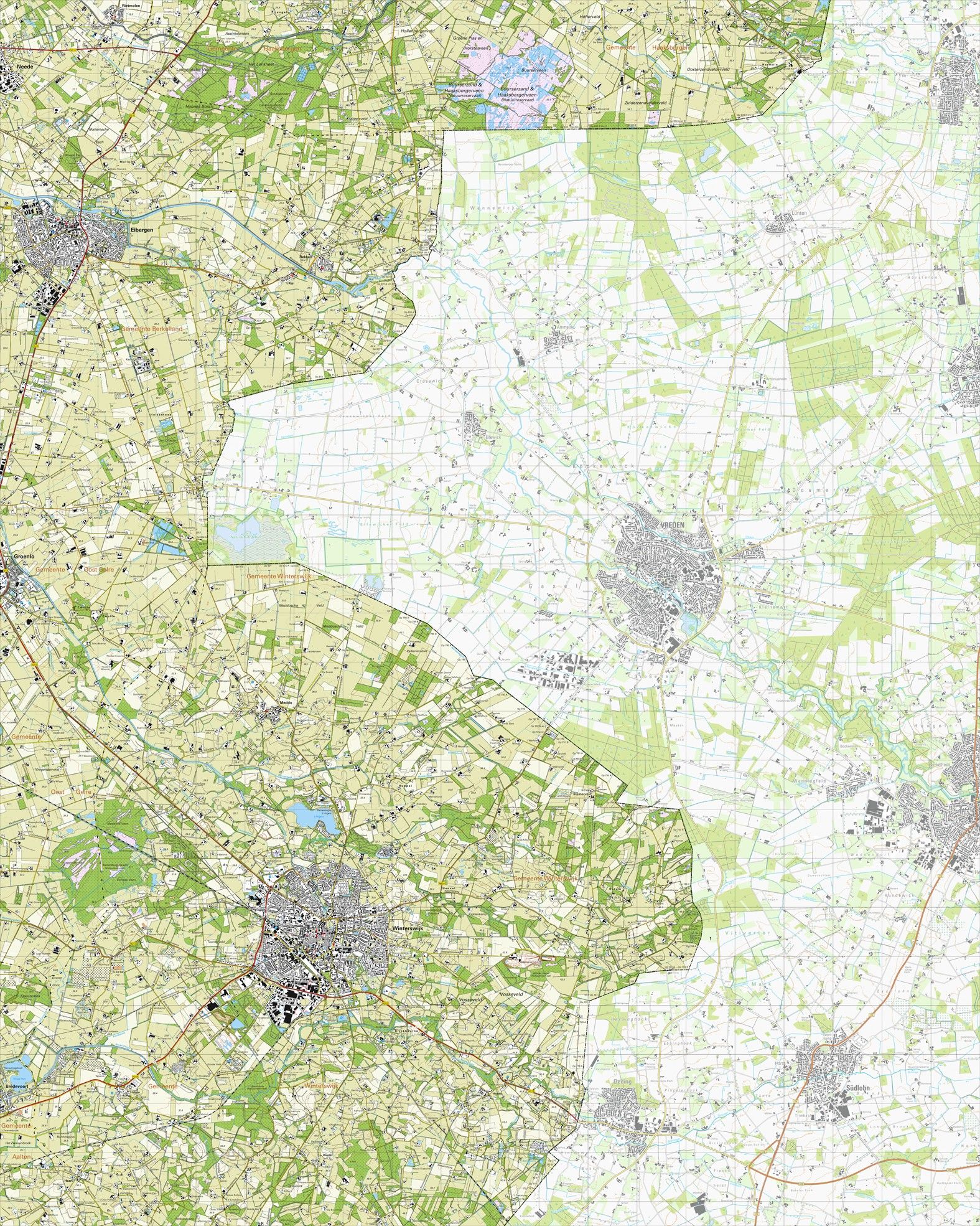 Topografische kaart schaal 1:25.000 (Eibergen, Winterswijk, Neede, Groenlo)