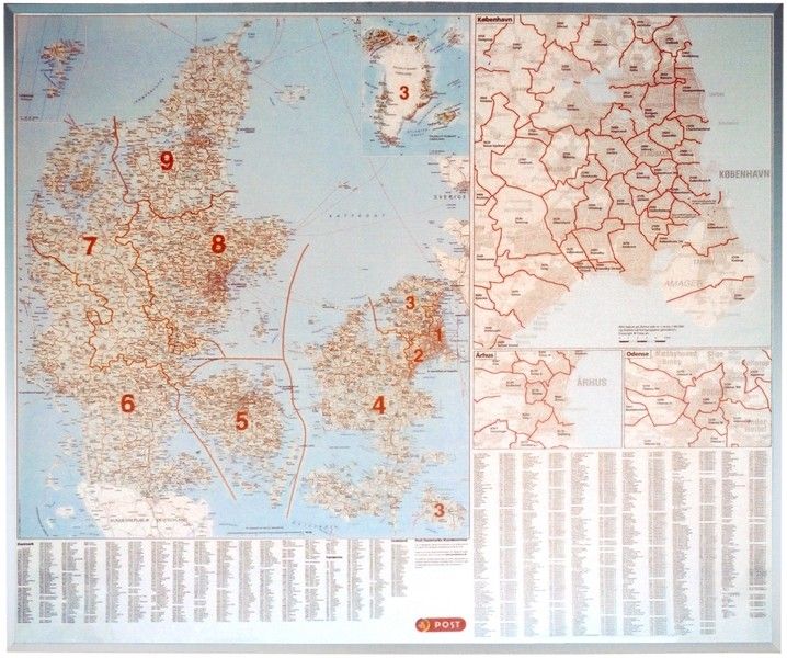 Postcodekaart Denemarken 1:500.000