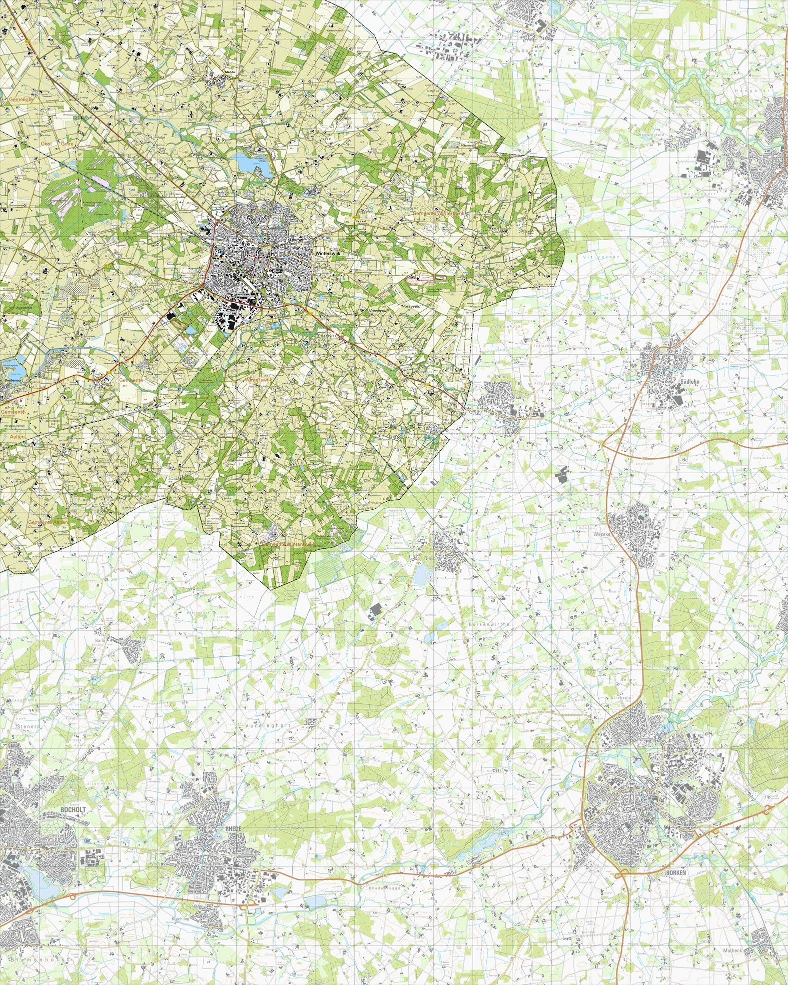 Topografische kaart schaal 1:25.000 (Winterswijk, Meddo, Bredevoort)
