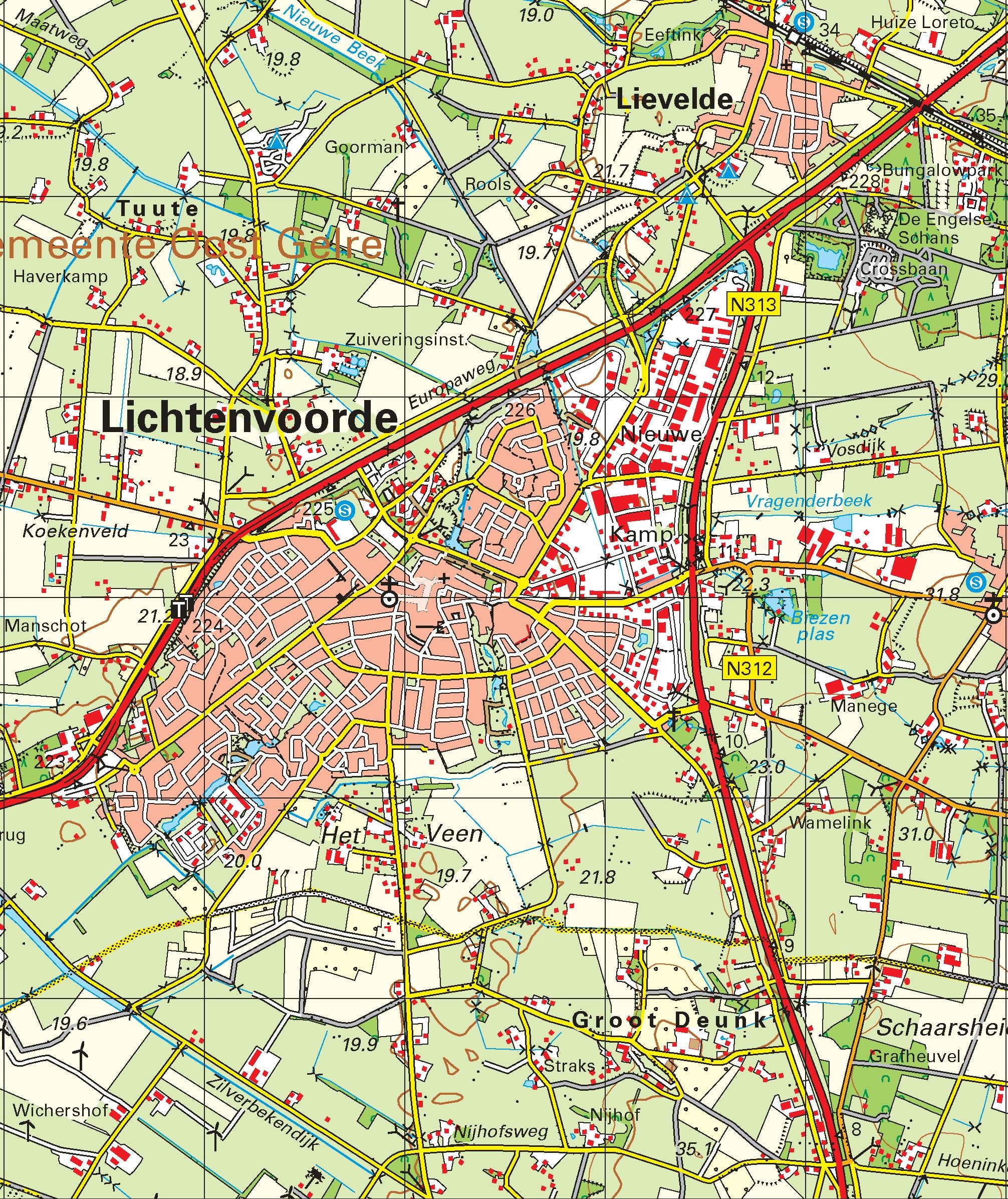 Topografische kaart schaal 1:50.000 (Enschede, Haaksbergen, Lichtenvoorde, Winterswijk)