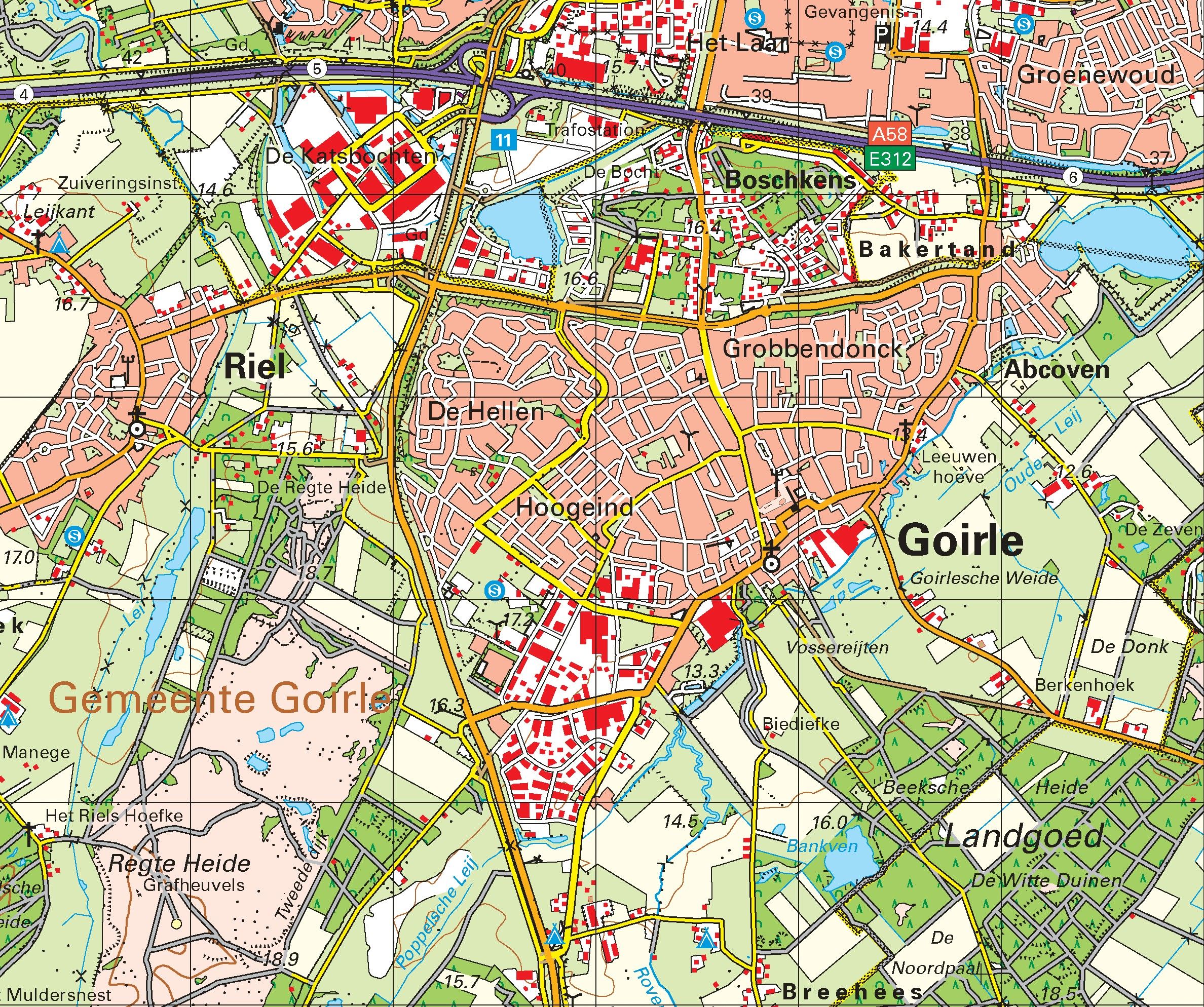 Topografische kaart schaal 1:50.000 (Tilburg, Oirschot, Best, Eindhoven, Bladel)