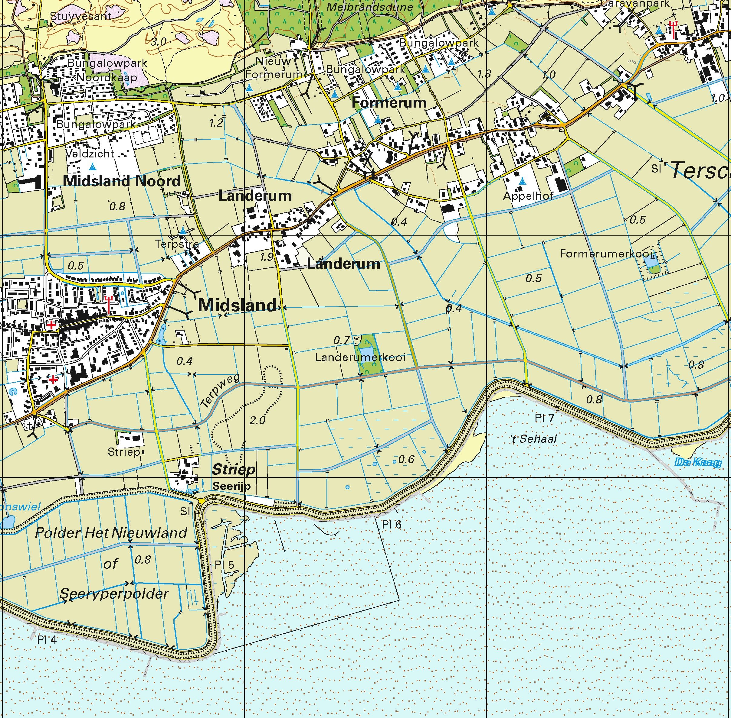 Topografische kaart schaal 1:25.000 (Terschelling)