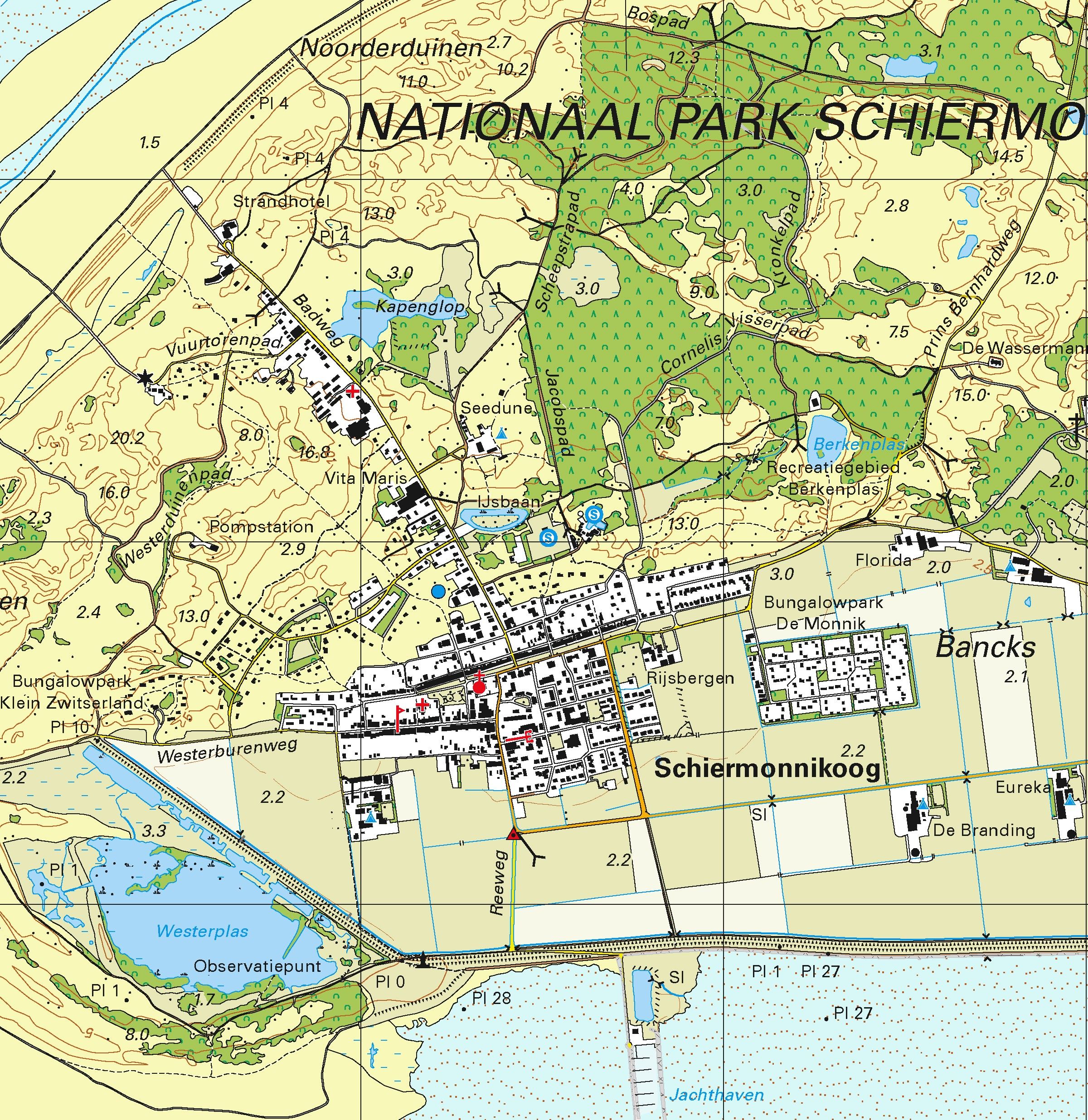 Topografische kaart schaal 1:25.000 (Schiermonnikoog, Paesens, Lauwersoog, Marnehuizen)