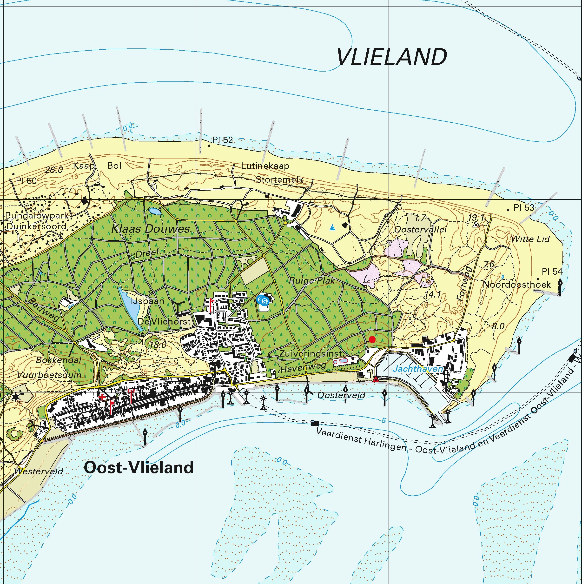 Topografische kaart schaal 1:25.000 (Vlieland)