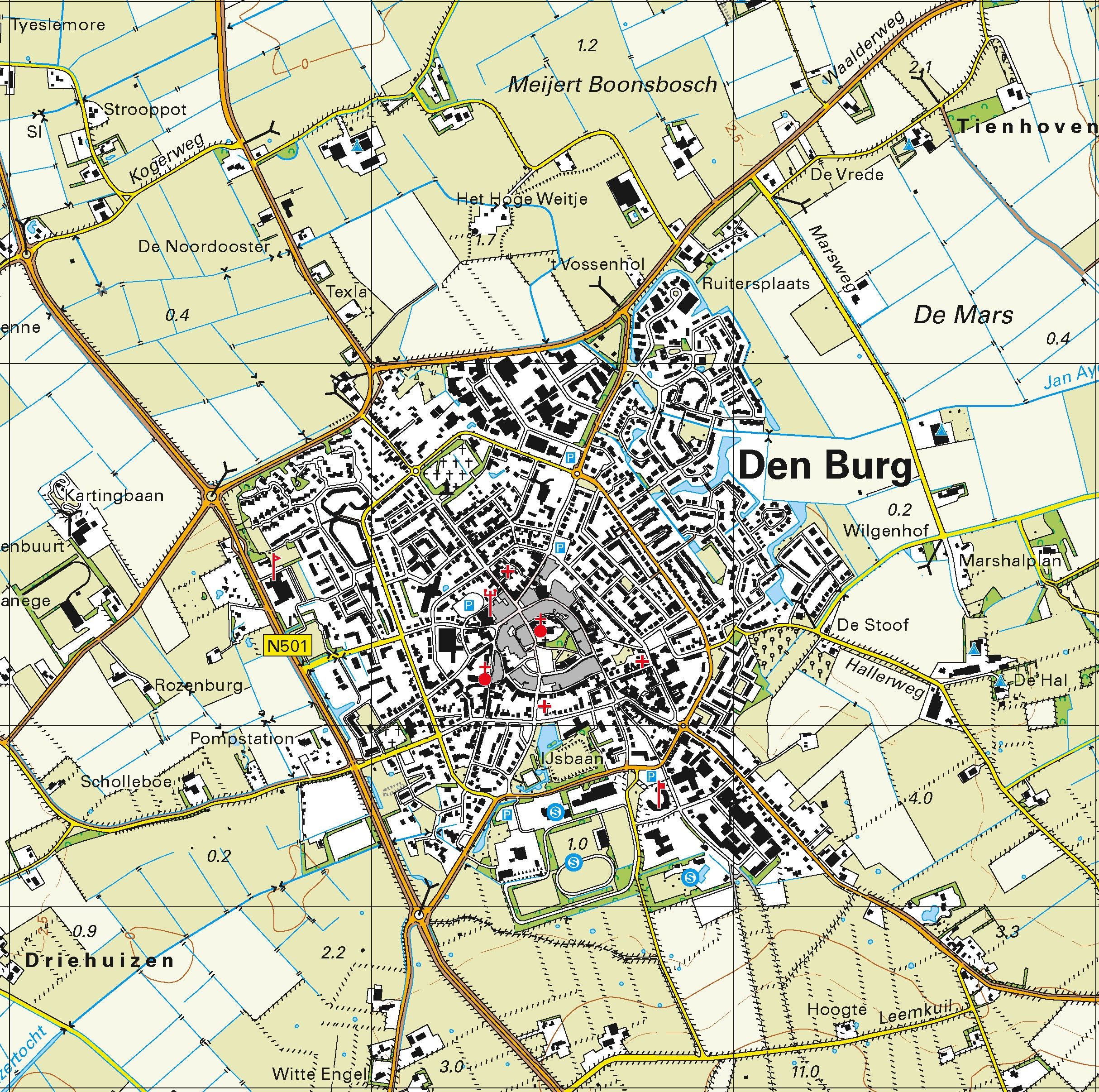 Topografische kaart schaal 1:25.000 (Texel)