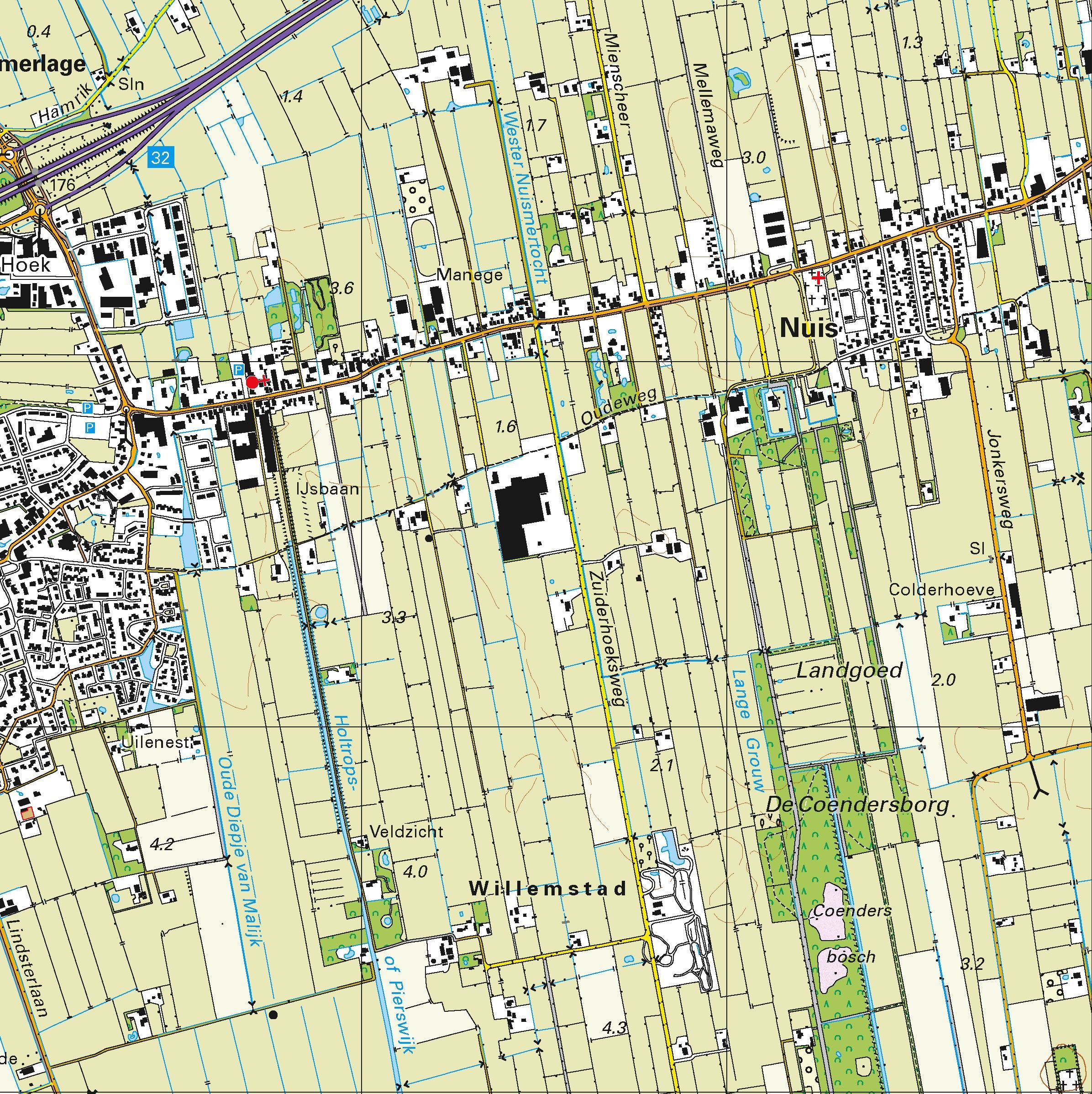 Topografische kaart schaal 1:25.000 (Zuidhorn, Leek, Grijpskerk, Roden, Norg, Marum)