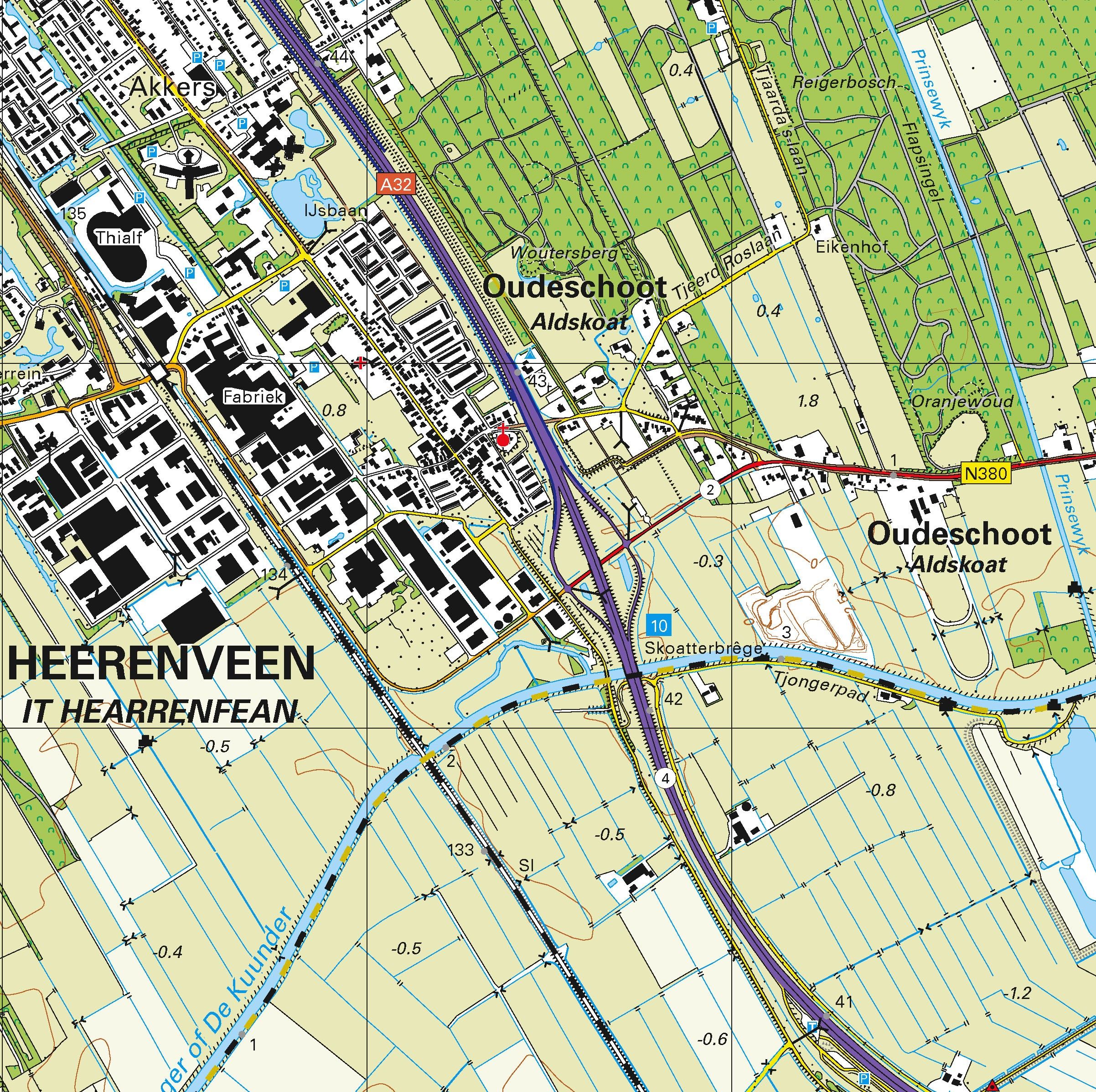 Topografische kaart schaal 1:25.000 (Heerenveen, Gorredijk, Noordwolde, Wolvega, Nieuwehorne)