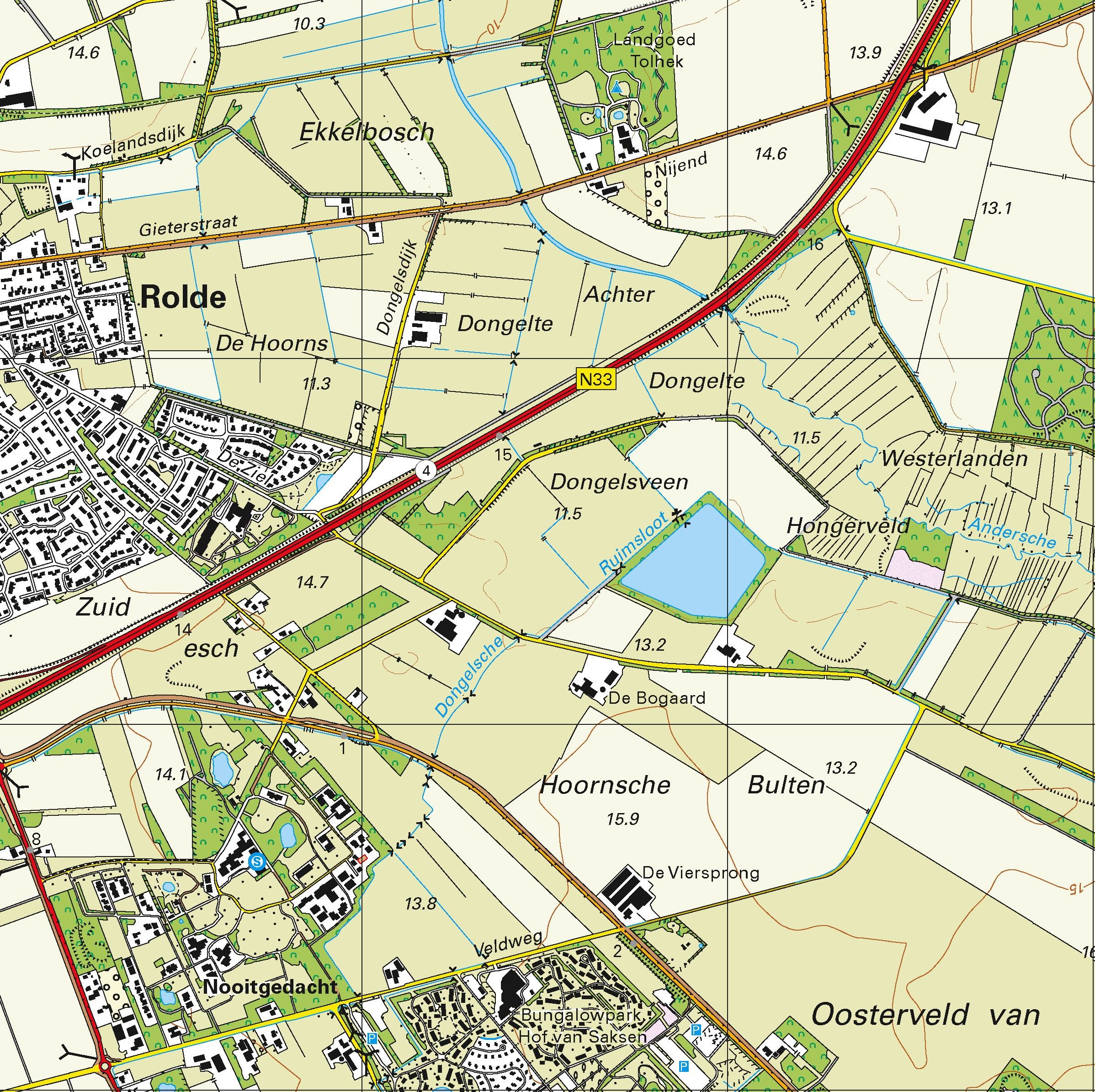 Topografische kaart schaal 1:25.000 (Assen, Rolde, Gieten, Beilen, Westerbork)