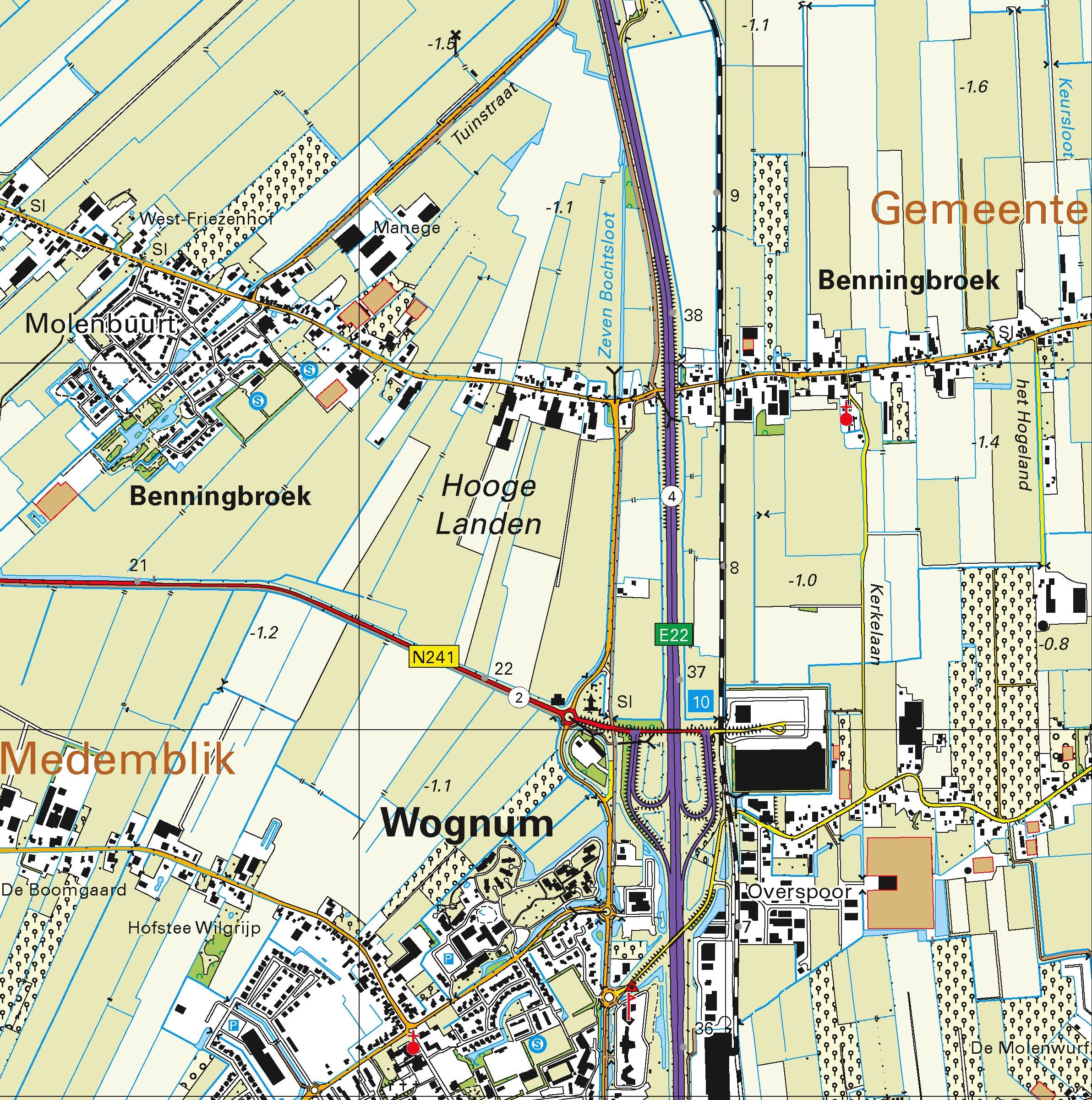 Topografische kaart schaal 1:25.000 (Middenmeer, Medemblik, Hoorn, Obdam, Hoogwoud)