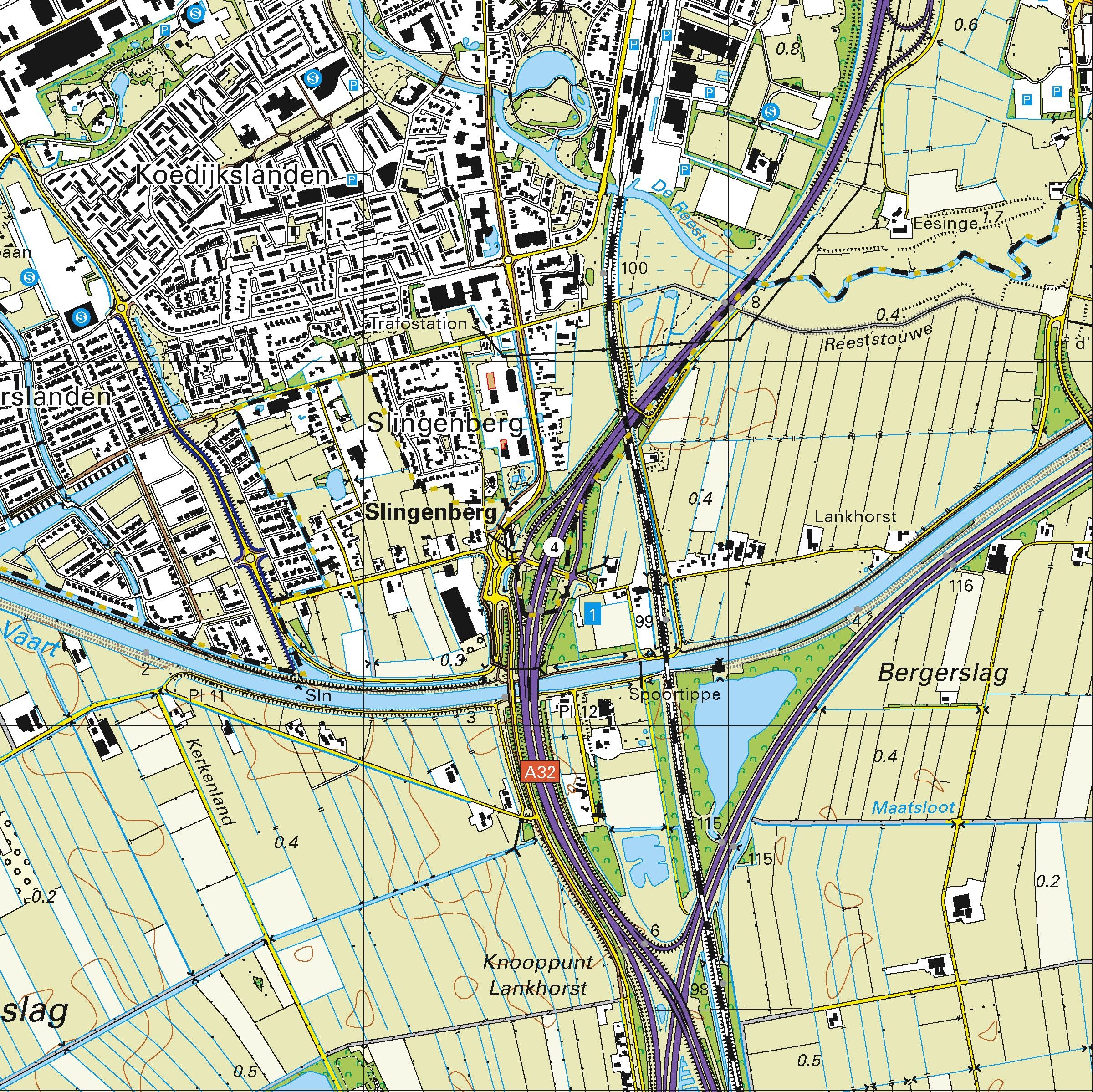 Topografische kaart schaal 1:25.000 (Steenwijk, Meppel, Staphorst, Zwartsluis, Havelte)