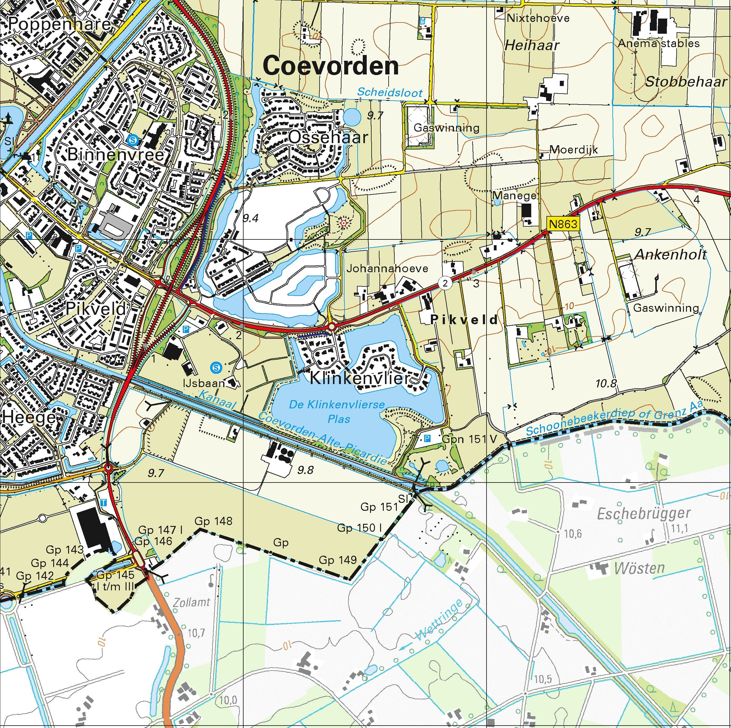 Topografische kaart schaal 1:25.000 (Emmen, Coevorden, Gramsbergen, Schoonebeek, Sleen)