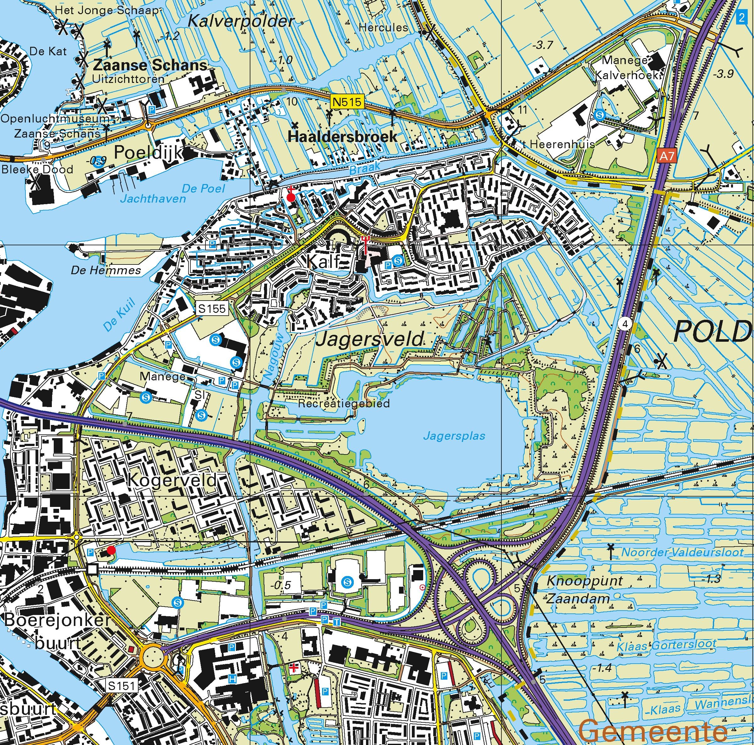 Topografische kaart schaal 1:25.000 (Purmerend, Zaandam, Amsterdam, de Rijp, Akersloot)