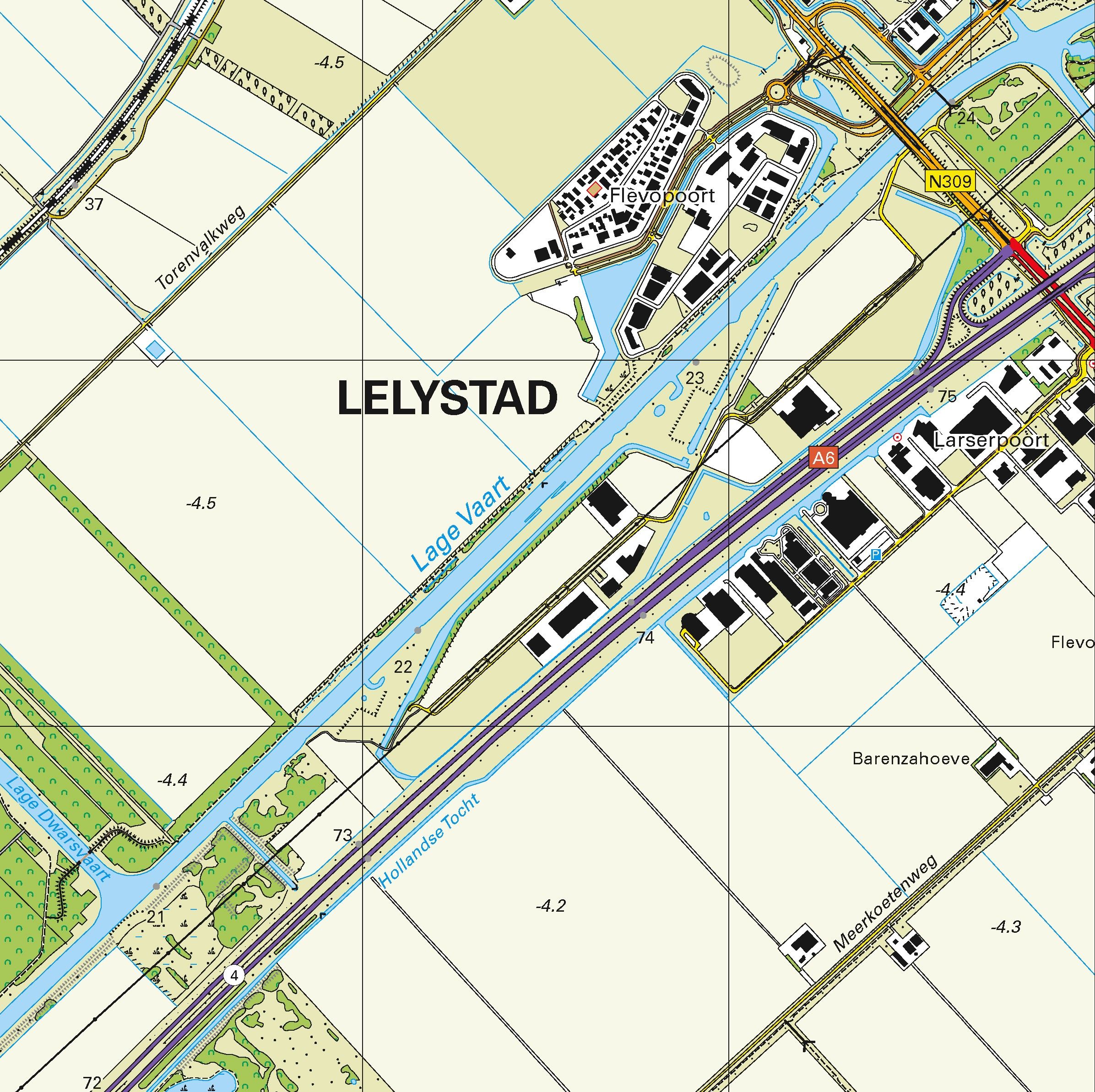 Topografische kaart schaal 1:25.000 (Lelystad, Almere)