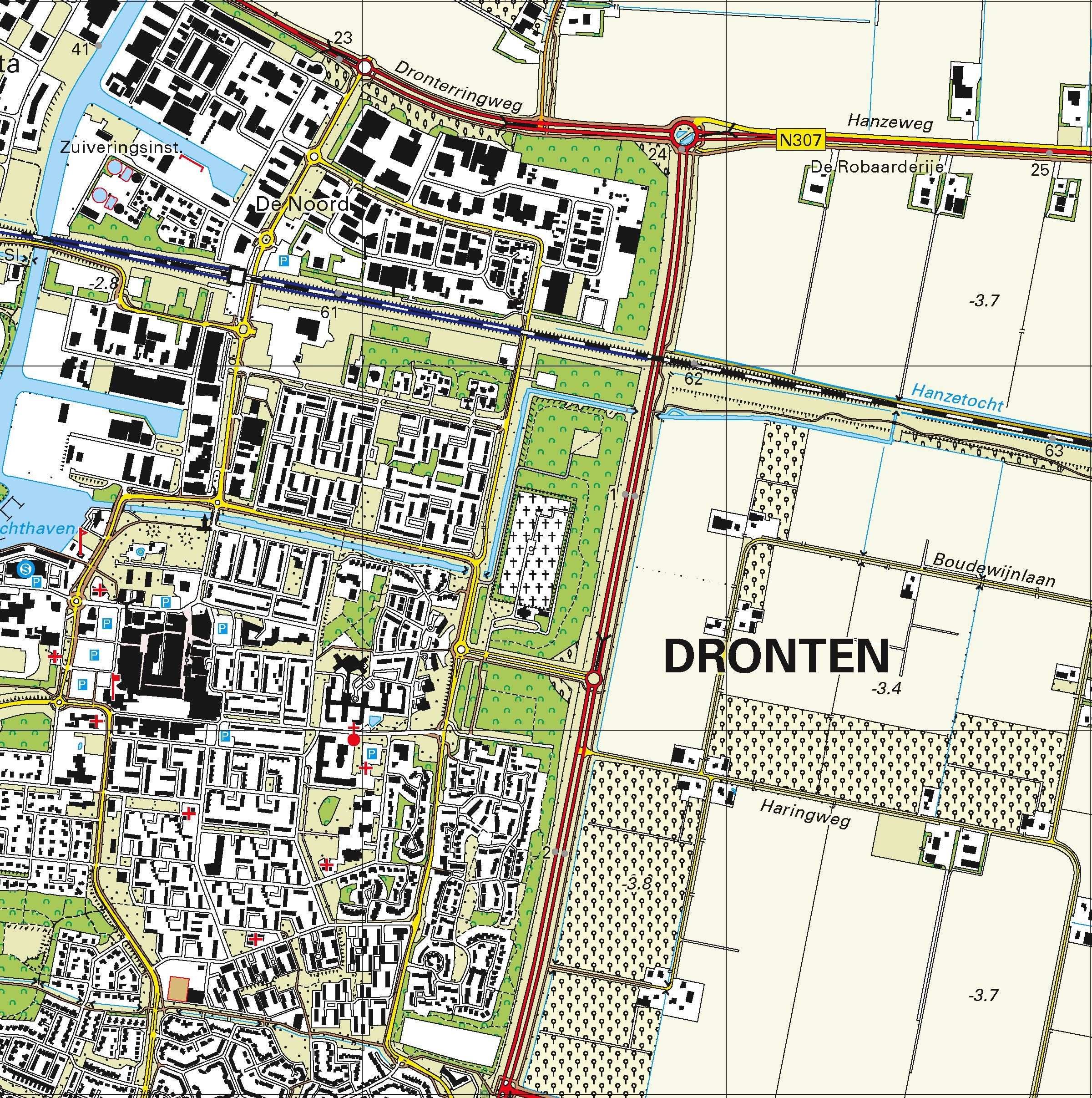 Topografische kaart schaal 1:25.000 (Dronten, Swifterbant, Kampen, Elburg, Biddinghuizen)