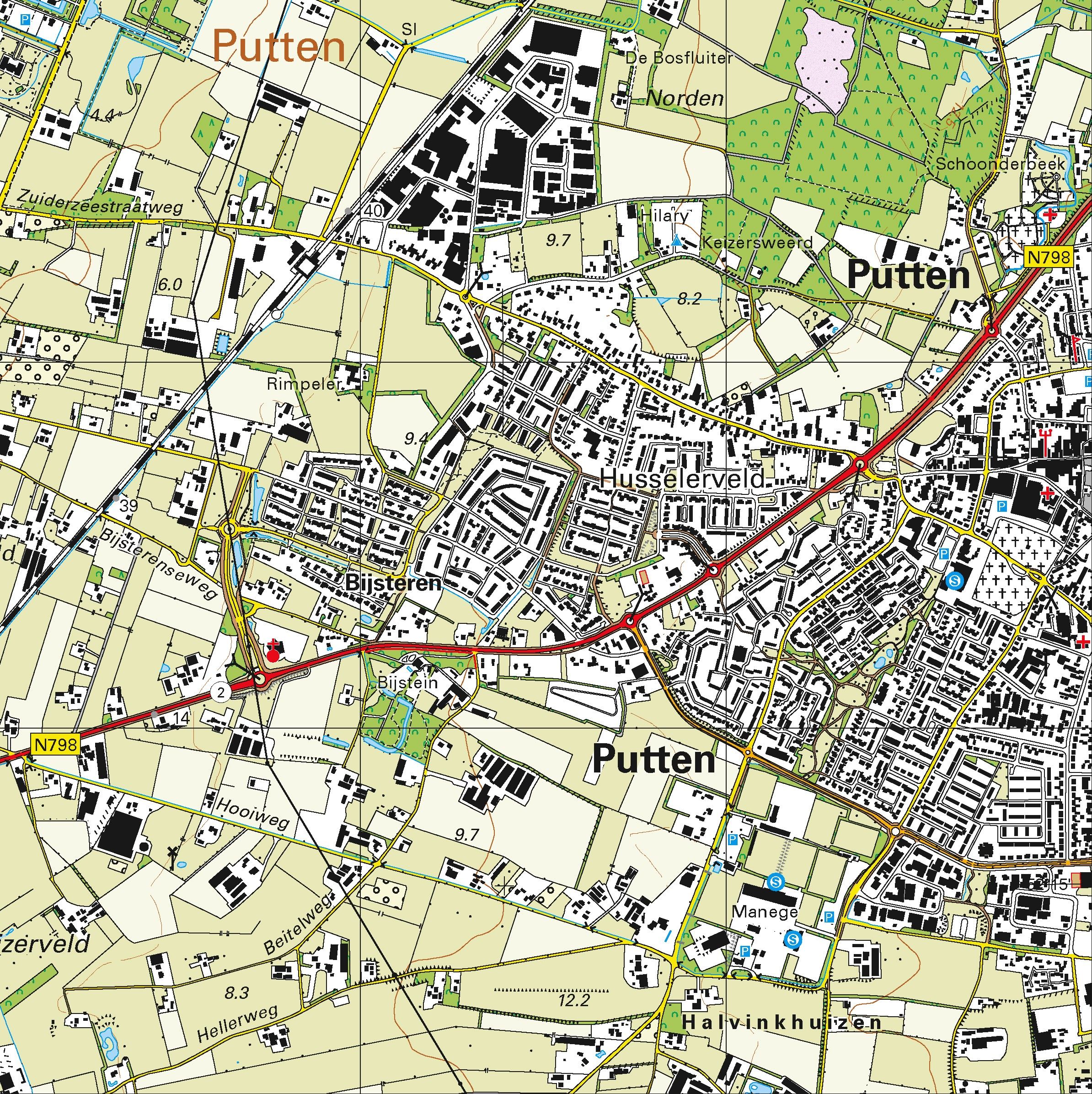 Topografische kaart schaal 1:25.000 (Harderwijk, Zeewolde, Ermelo, Putten, Nijkerk, Voorthuizen)