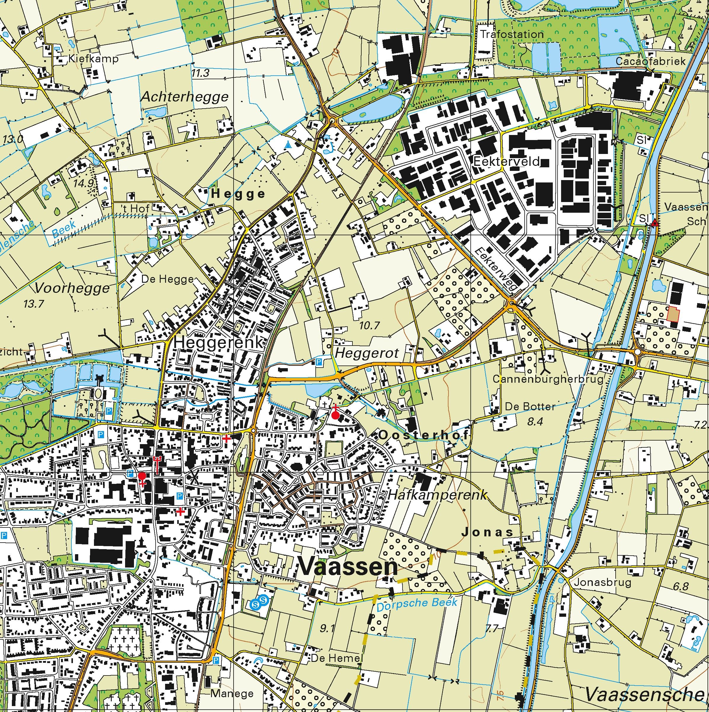 Topografische kaart schaal 1:25.000 (Apeldoorn, Vaassen, Epe, Nunspeet, Elspeet, Uddel)