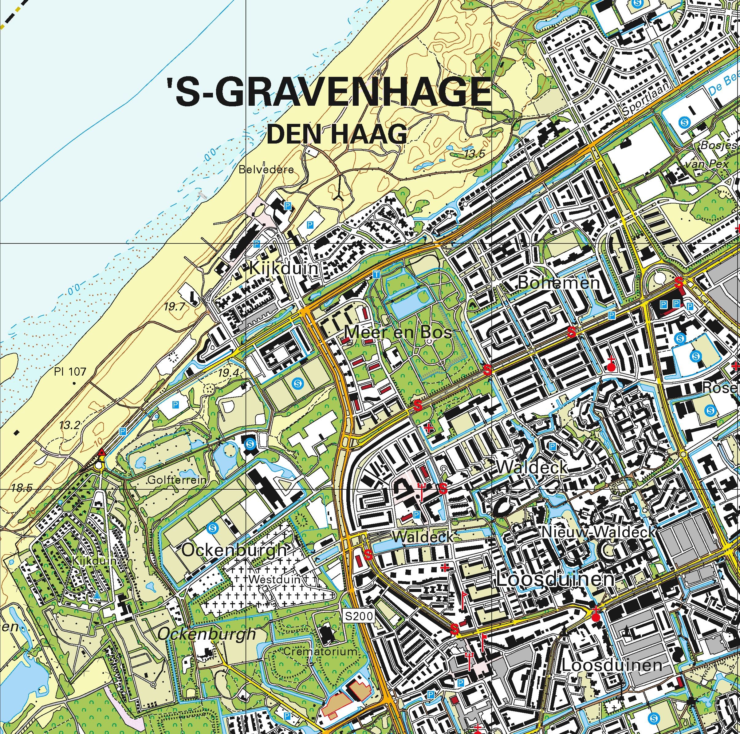 Topografische kaart schaal 1:25.000 (Den Haag, Monster, 's-Gravenzande, Honselersdijk, Maassluis)