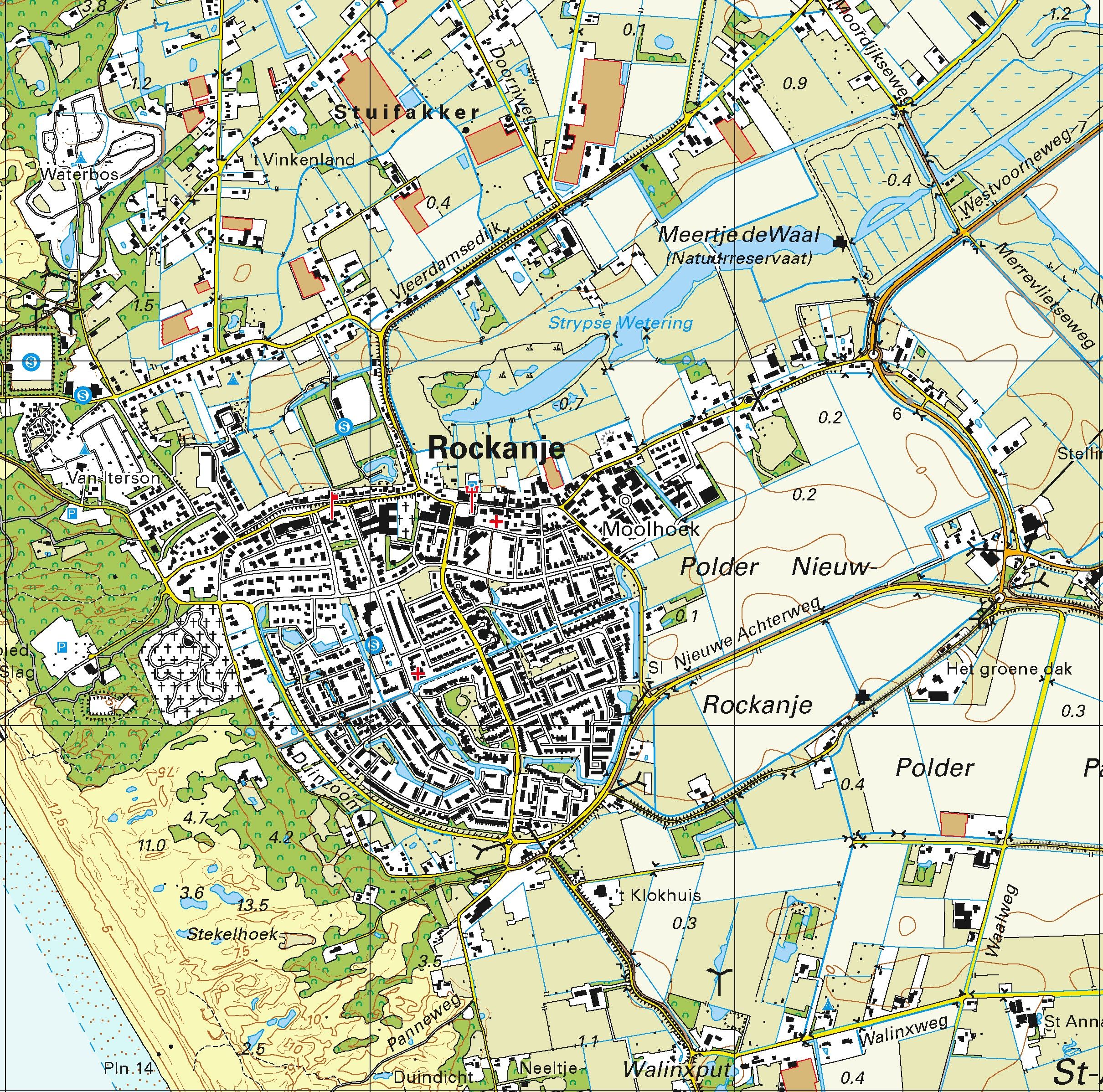 Topografische kaart schaal 1:25.000 (Hellevoetsluis, Rockanje, Ouddorp, Stellendam, Dirksland)
