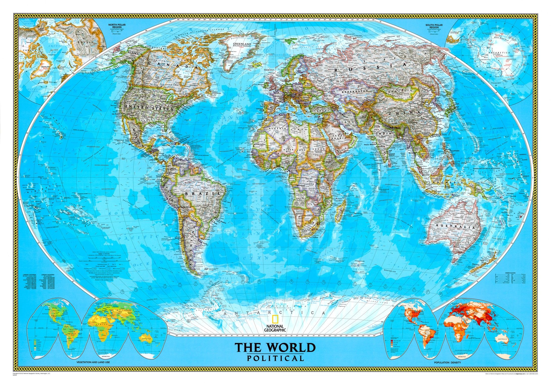 Wereldkaart H National Geographic Staatkundig 1:22.000.000