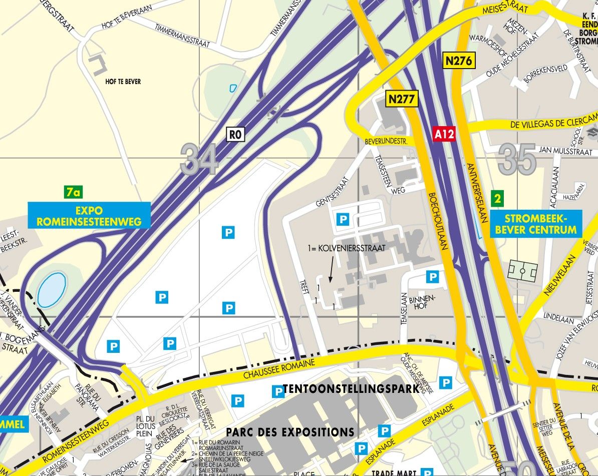 Stadsplattegrond Brussel schaal 1:15.500 met straatnamenindex