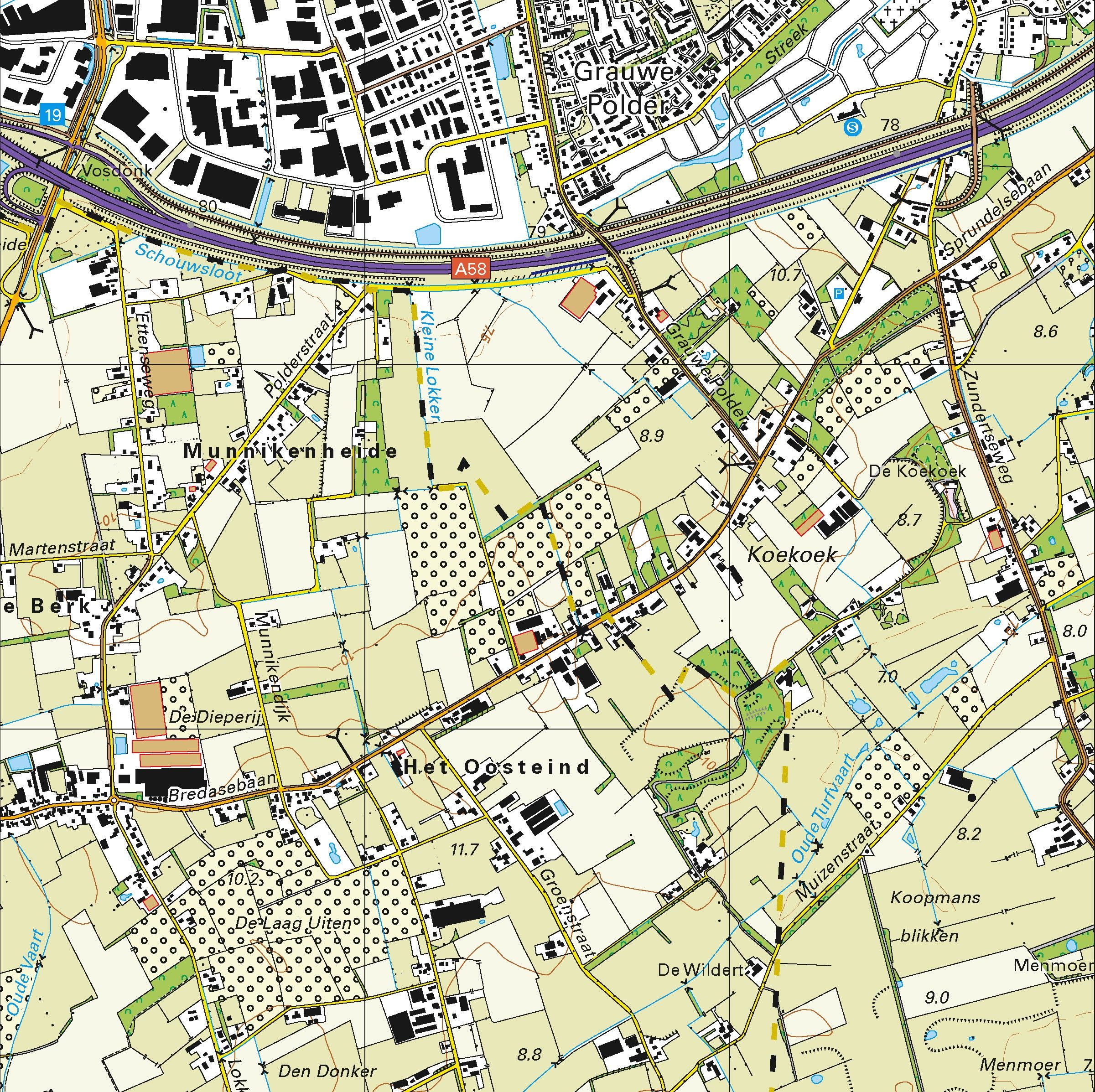 Topografische kaart schaal 1:25.000 (Roosendaal, Etten-Leur, Breda, Zevenbergen, Moerdijk, Rucphen)