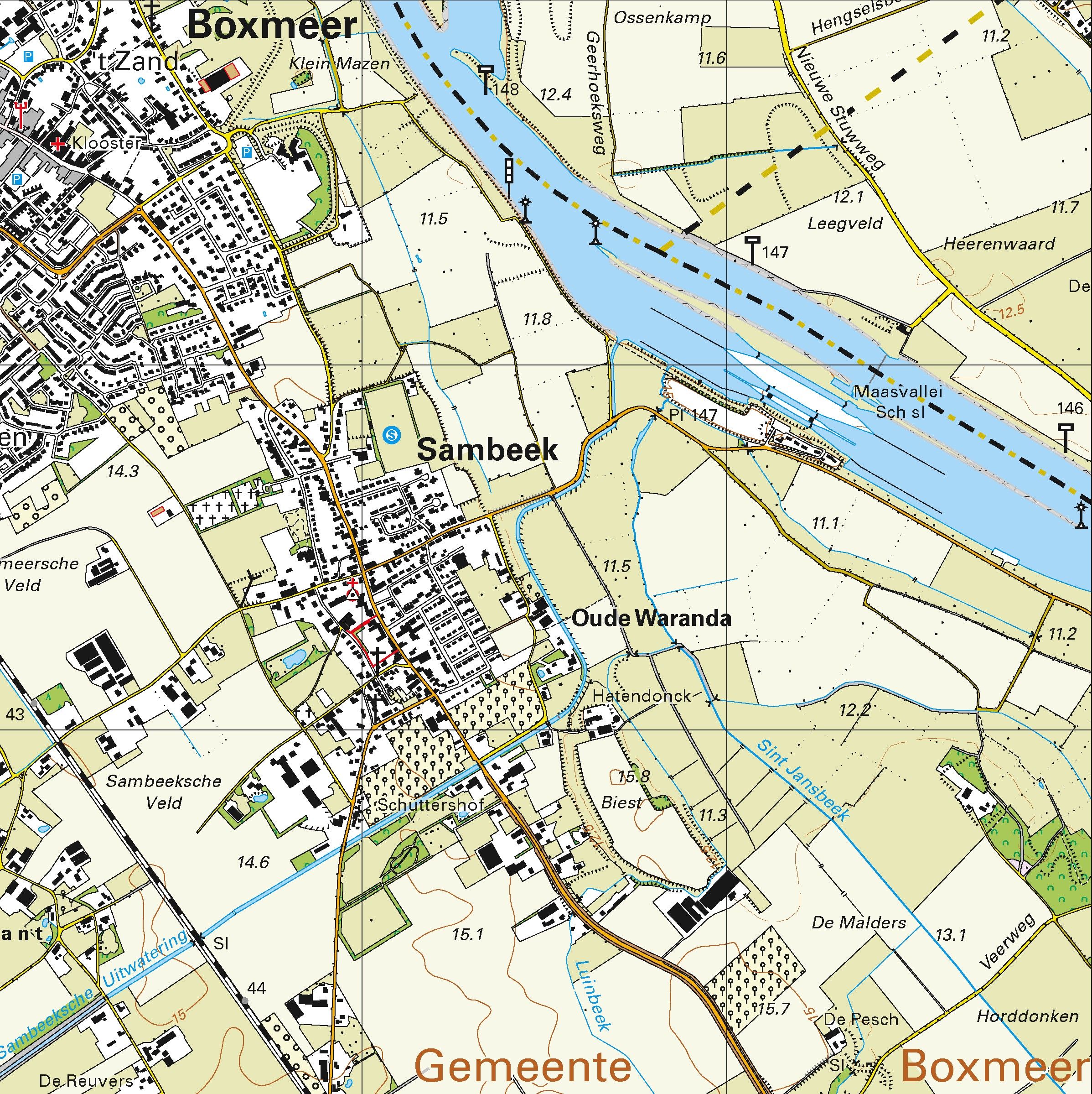 Topografische kaart schaal 1:25.000 (Boxmeer, Vierlingsbeek, Venray, Overloon, Gennep)