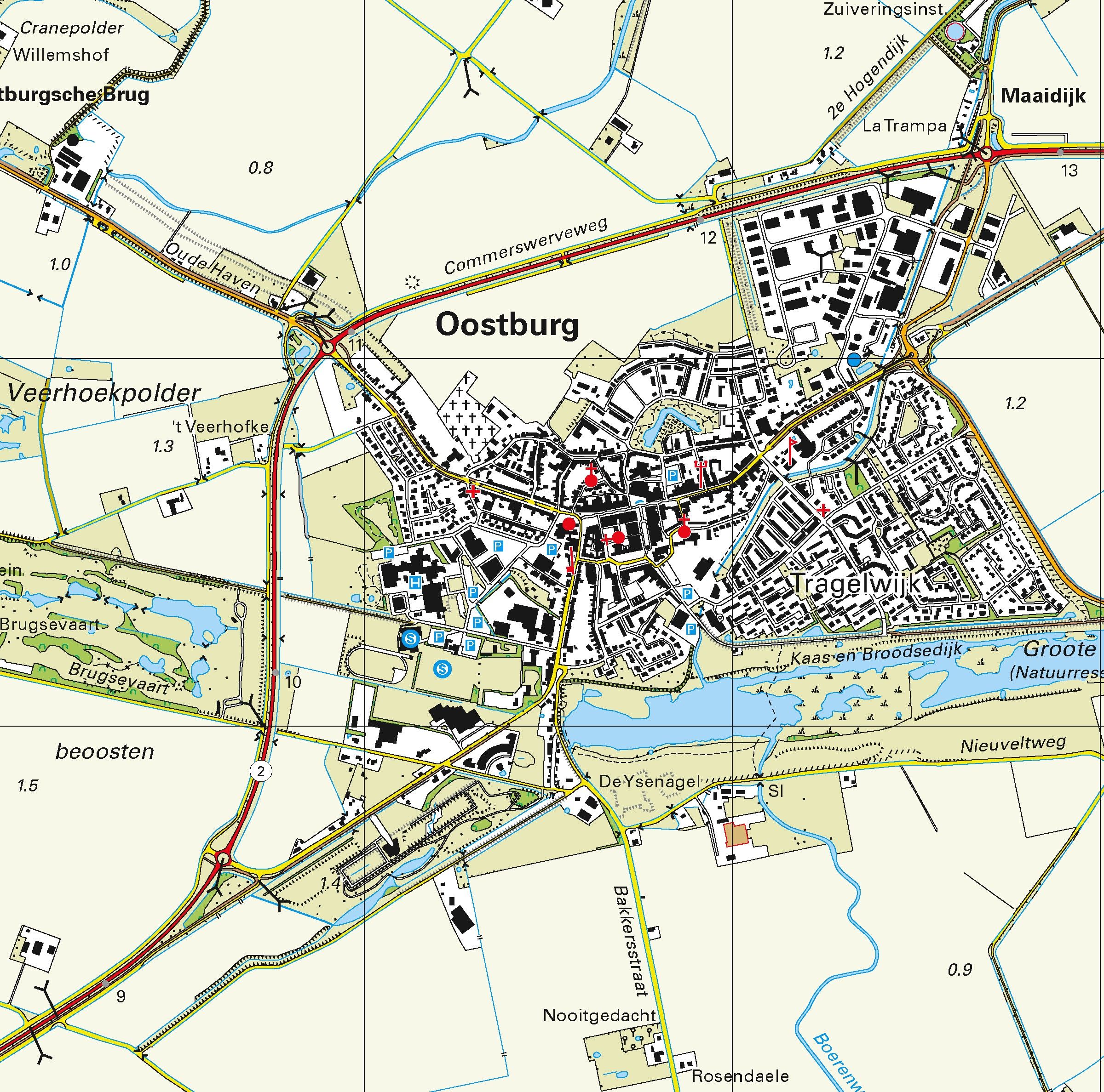 Topografische kaart schaal 1:25.000 (Vlissingen,Breskens, Schoondijke, Oostburg, Aardenburg, Sluis)