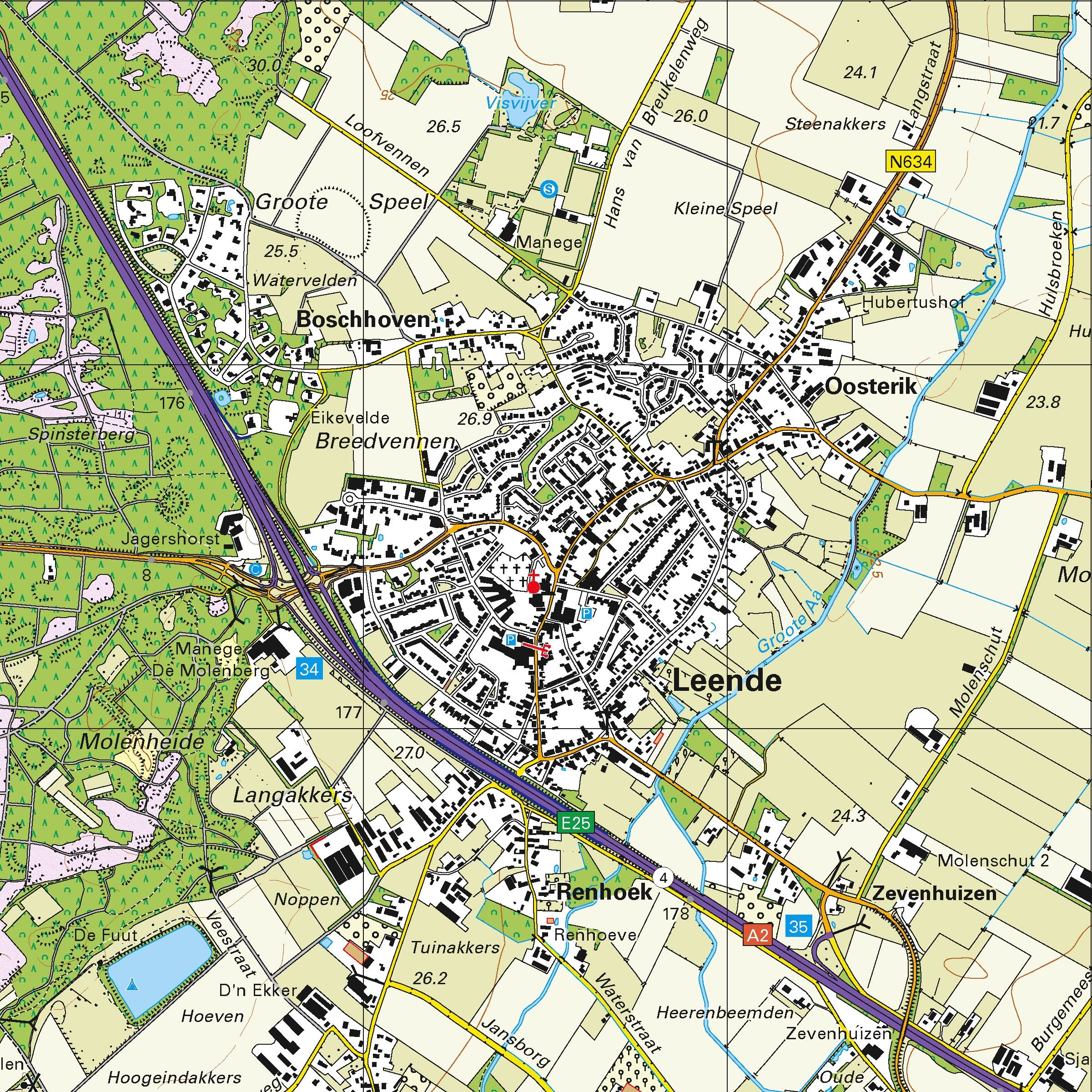 Topografische kaart schaal 1:25.000 (Eindhoven, Waalre, Aalst, Geldrop, Heeze, Nuenen, Valkenswaard)
