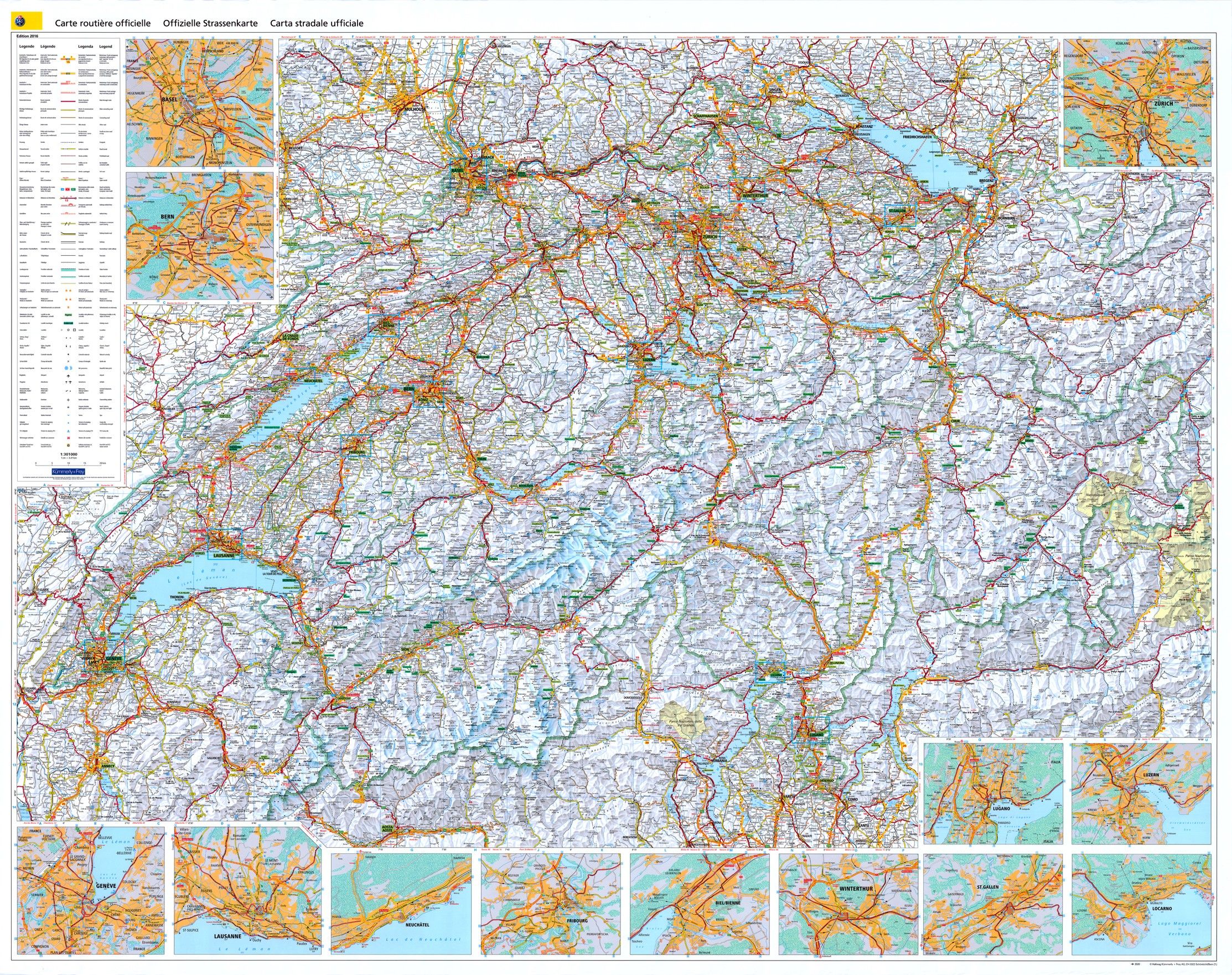 Landkaart Zwitserland Kummerly & Frey 1:301.000 