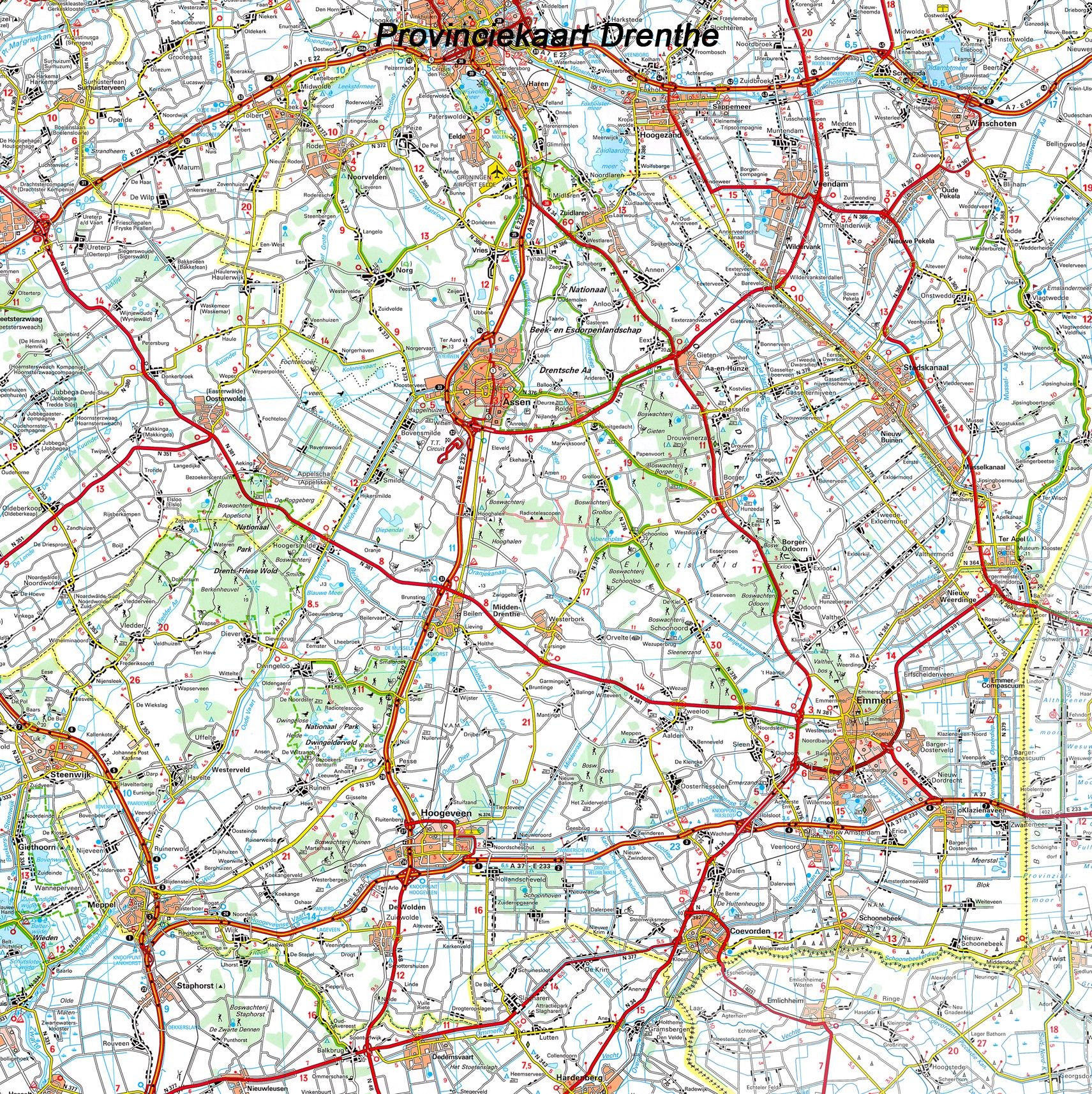 Provincie kaart Drenthe 1:100.000