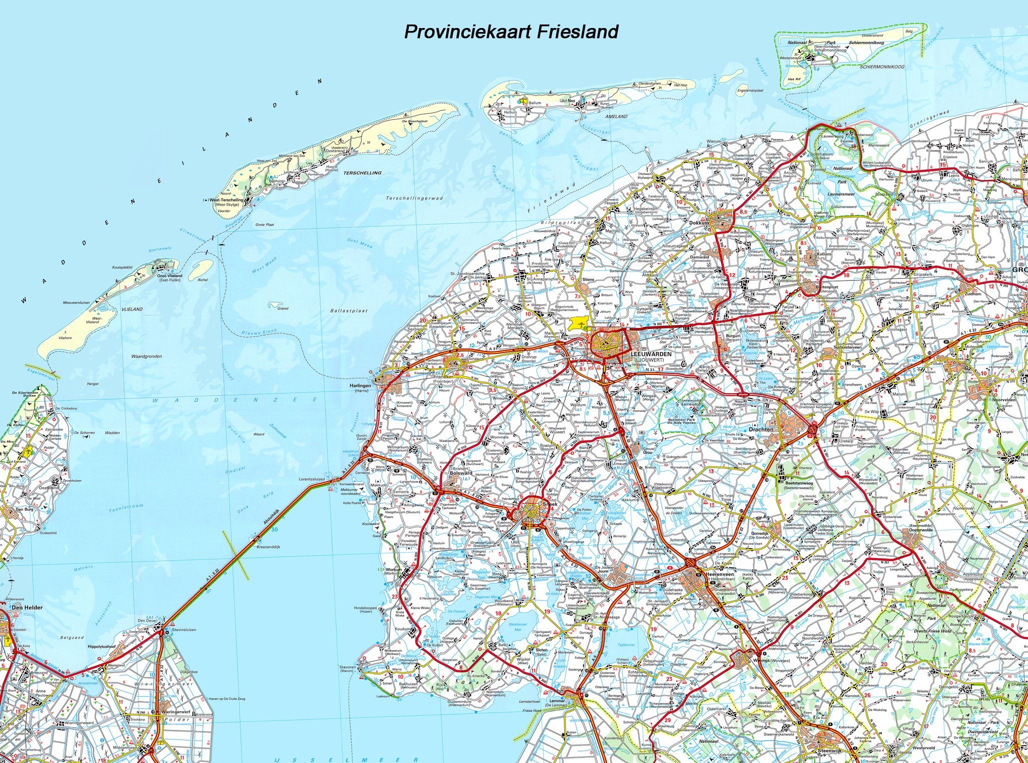 Provincie kaart Friesland 1:100.000
