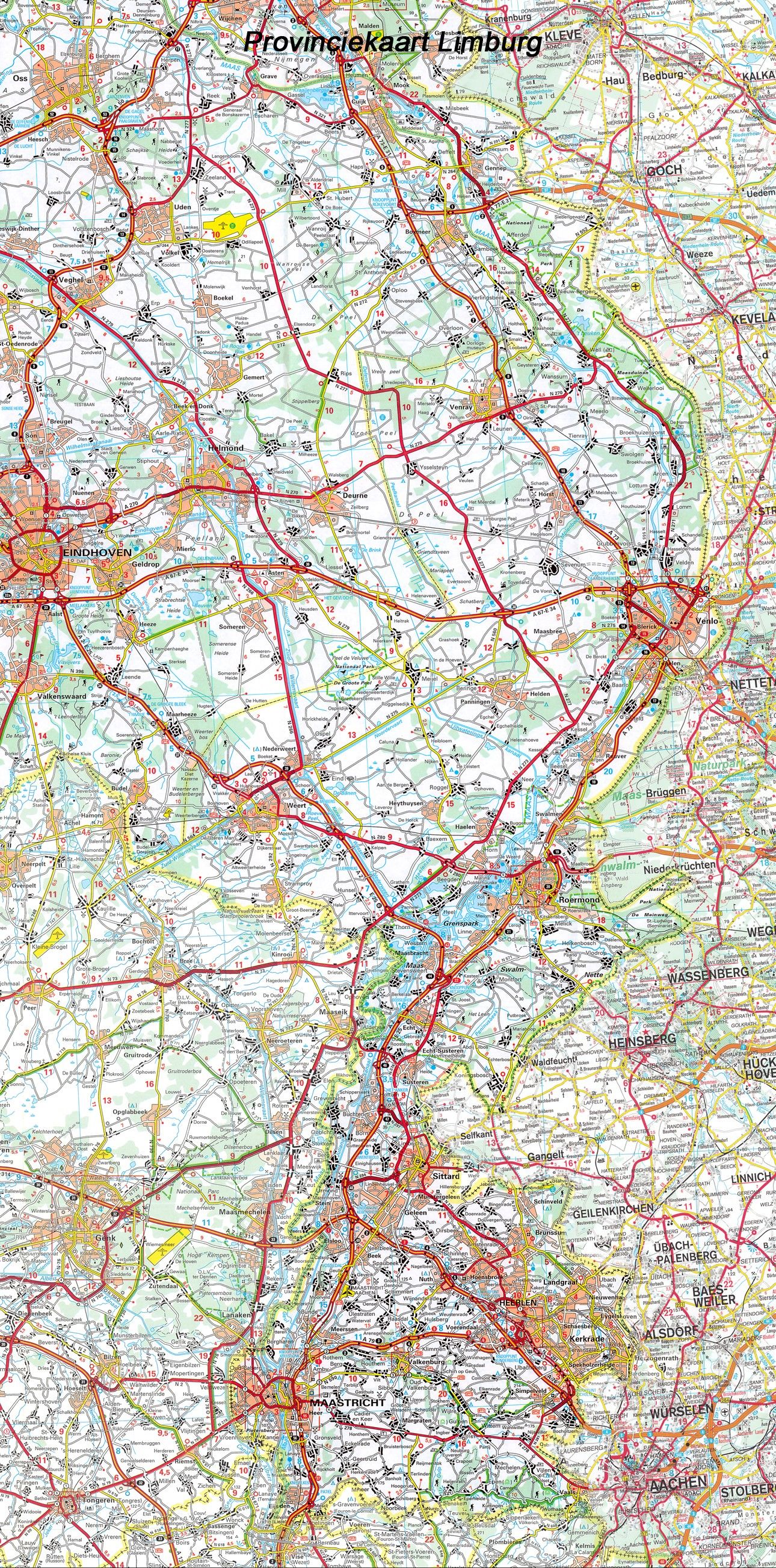 Provincie kaart Limburg 1:100.000