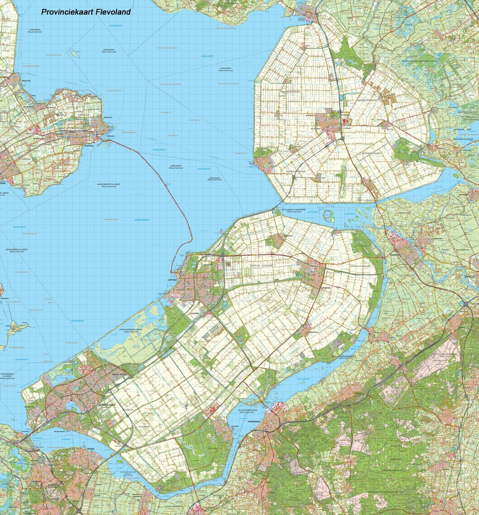 Provincie kaart Flevoland schaal 1:50.000