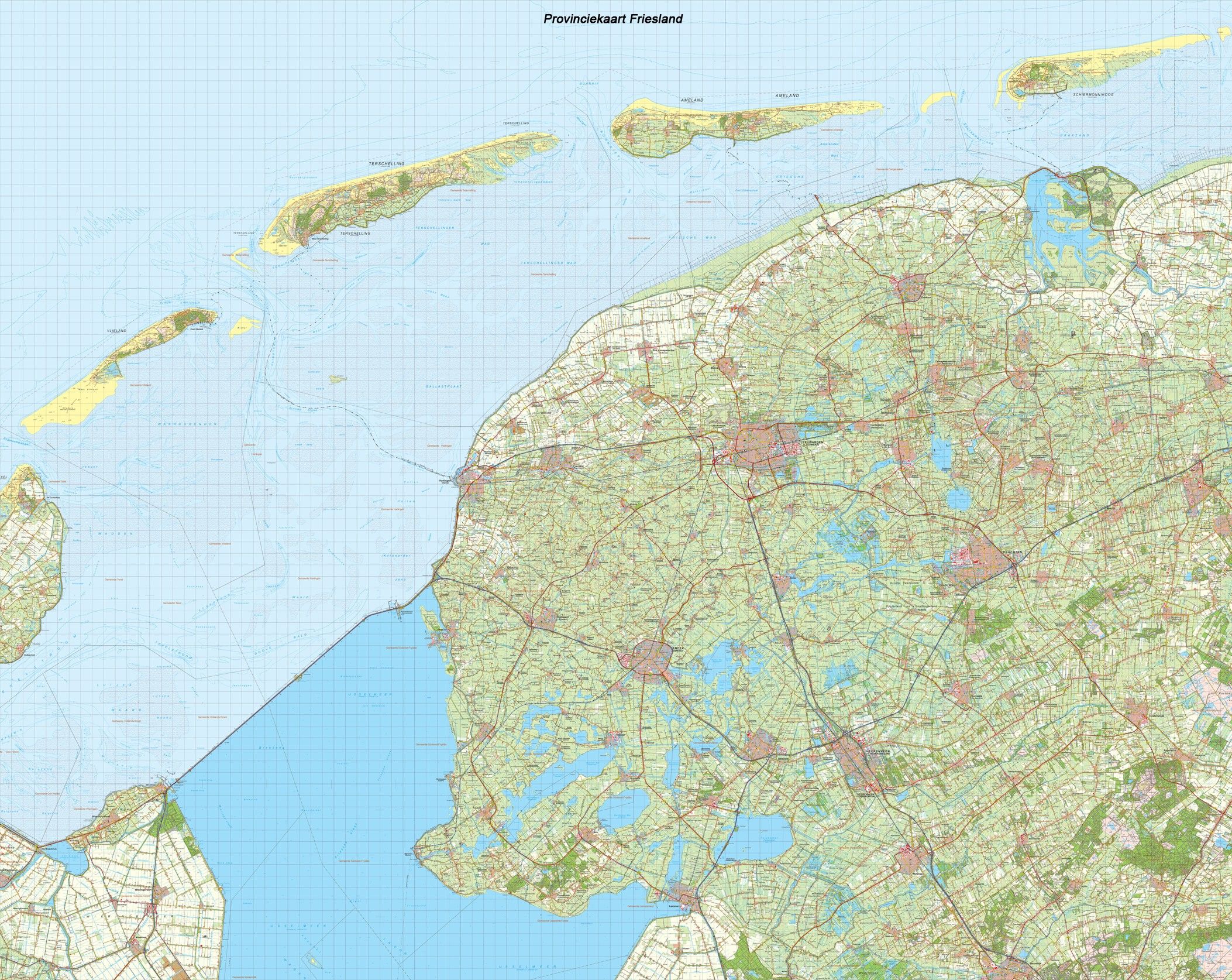 Provincie kaart Friesland schaal 1:50.000