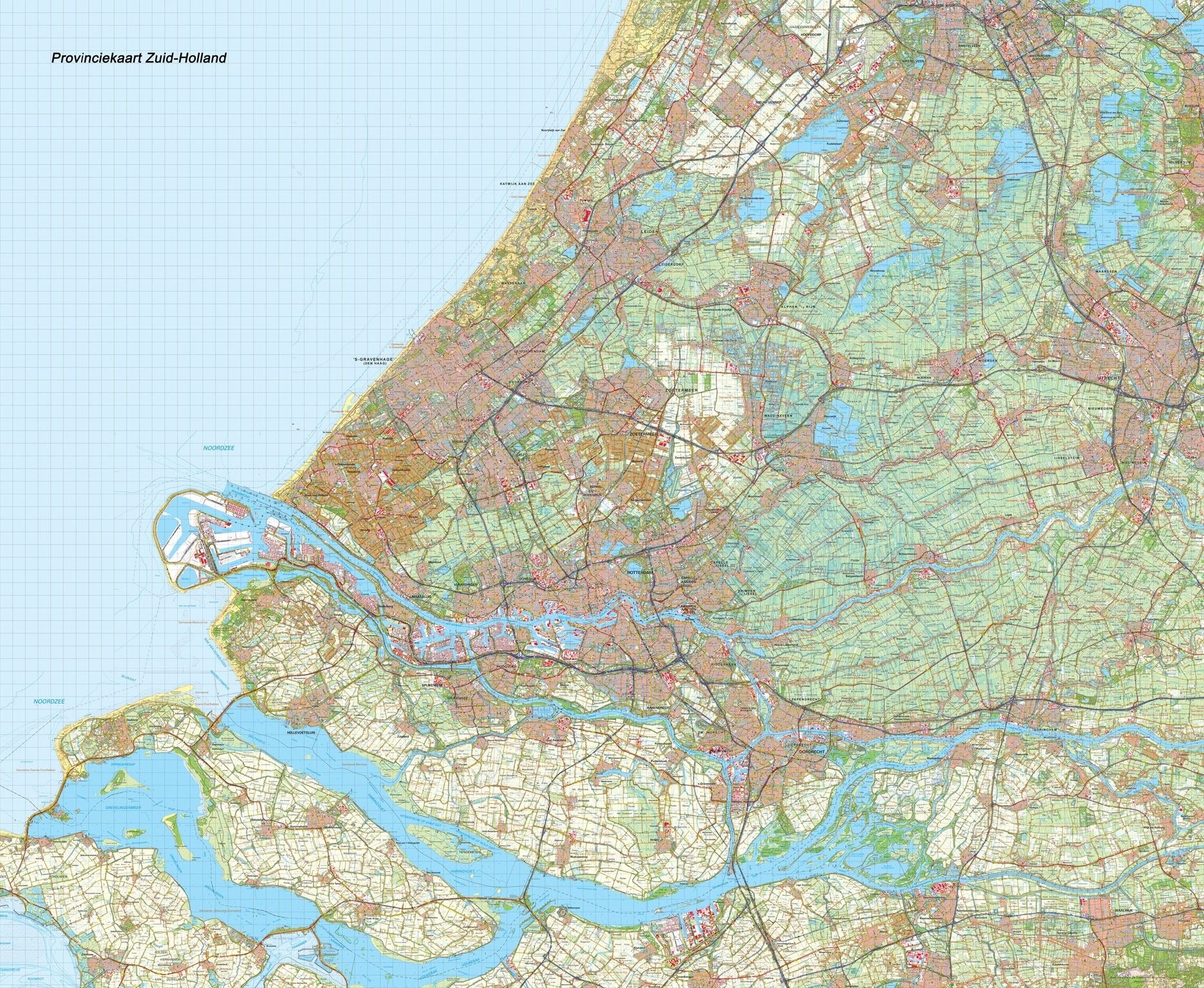 Provincie kaart Zuid Holland schaal 1:50.000