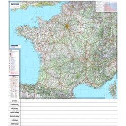 Landkaart Frankrijk 1:1.000.000 met weekplanning  met plaatsnamenindex