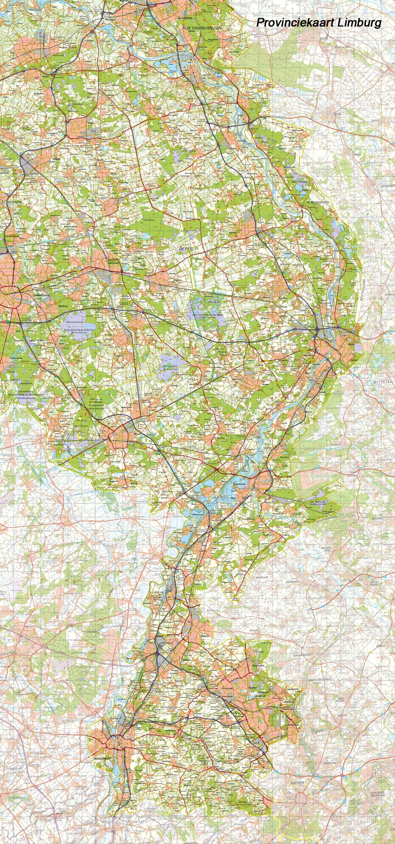 Topografische Provincie kaart Limburg 1:100.000