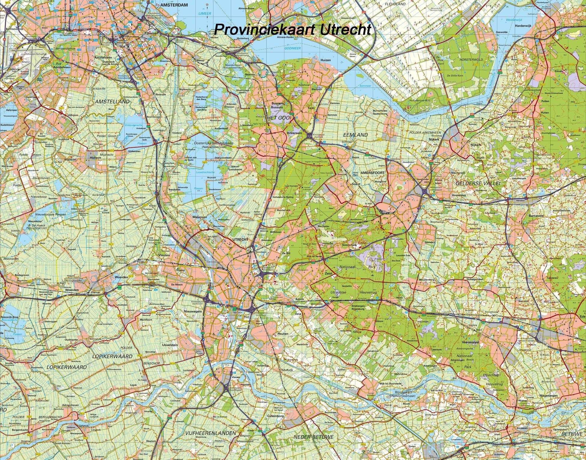 Topografische Provincie kaart Utrecht 1:100.000