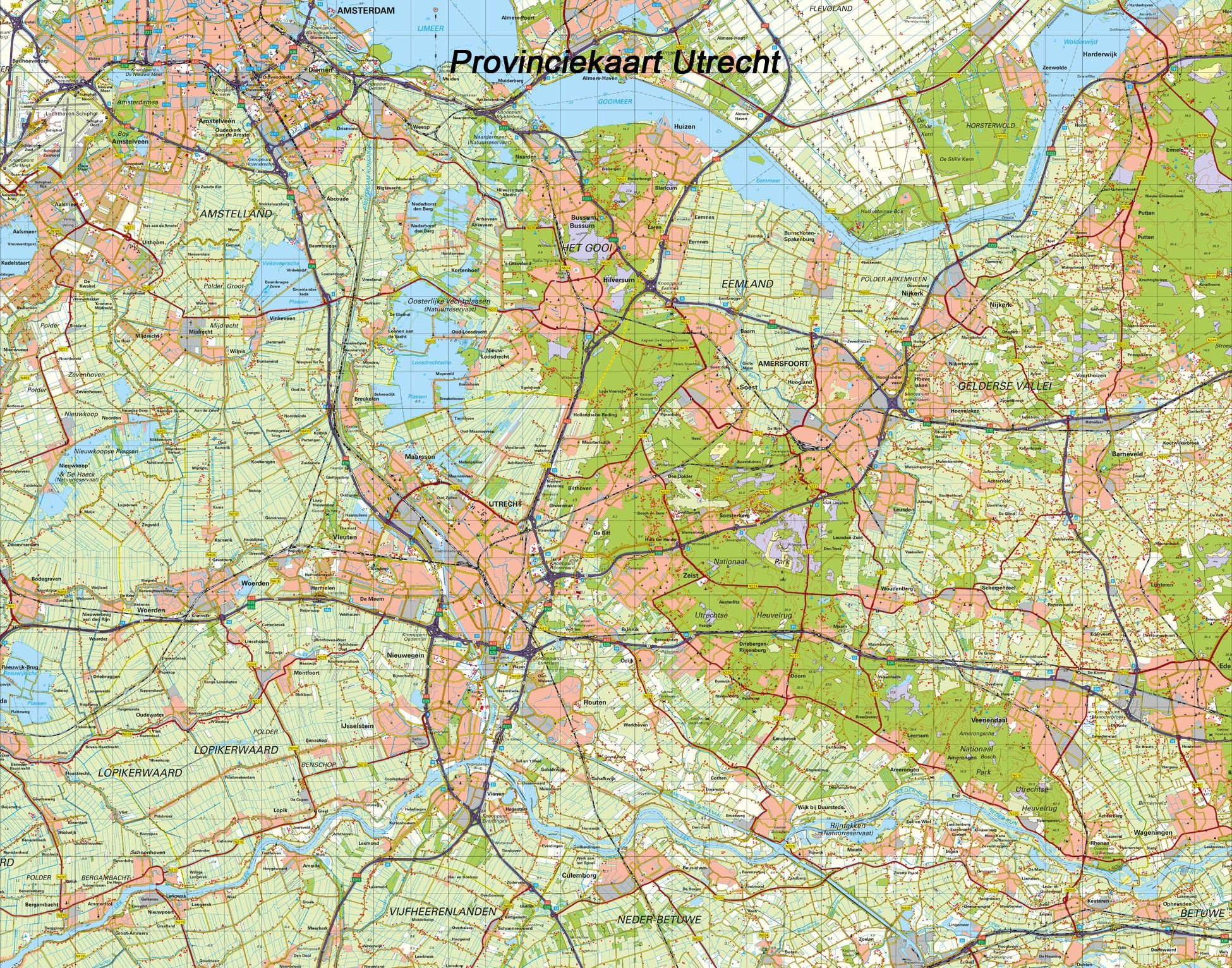 Koop Topografische Provincie kaart Utrecht 1:100.000 voordelig online