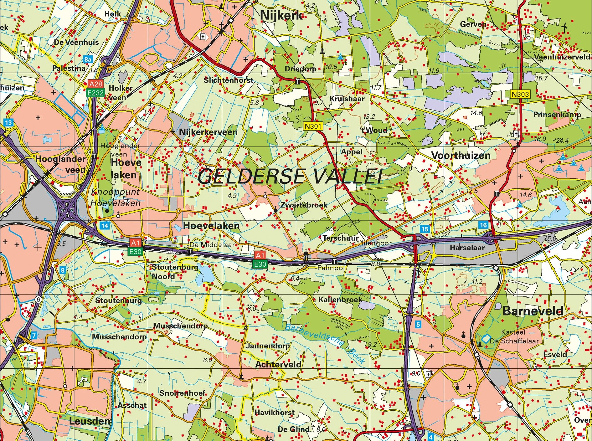 Topografische Provincie kaart Gelderland 1:100.000