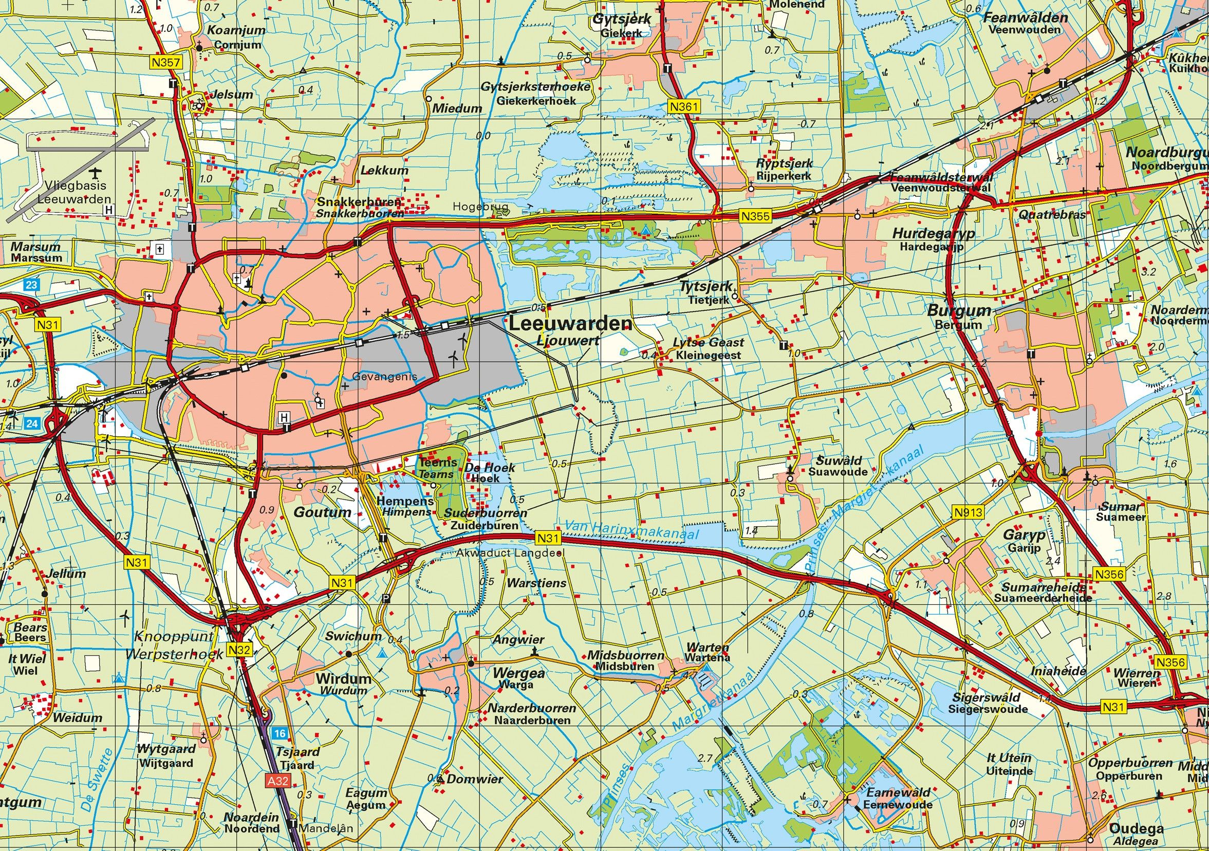 Topografische Provincie kaart Friesland 1:100.000