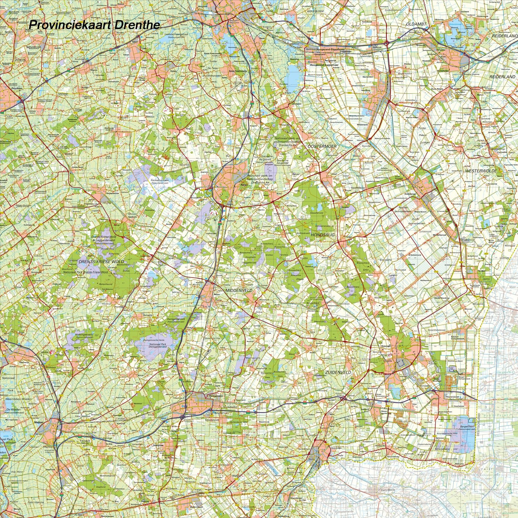 Topografische Provincie kaart Drenthe 1:100.000