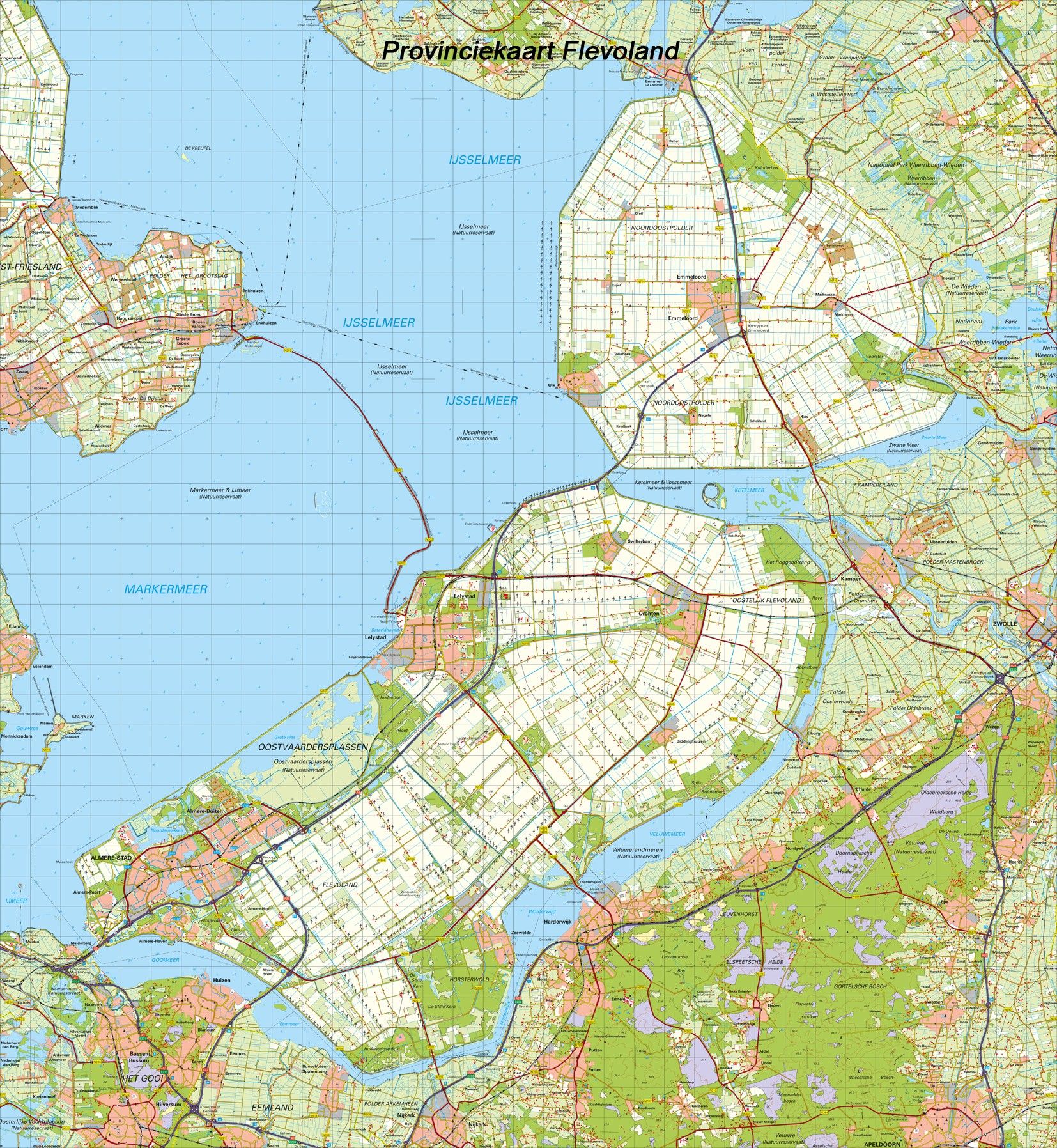Digitale Provinciekaart Flevoland 1:100.000