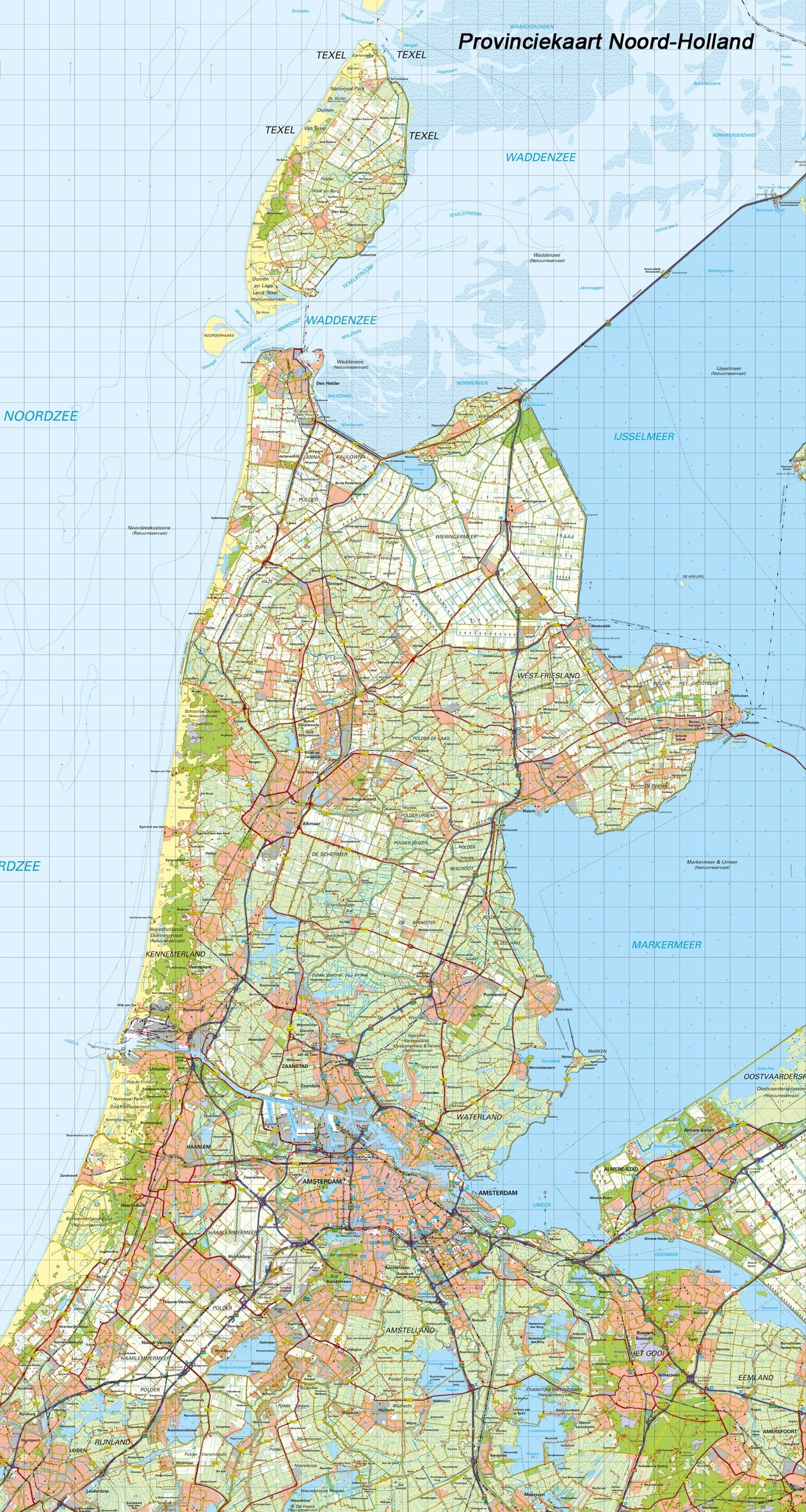 Digitale Provinciekaart Noord Holland 1:100.000