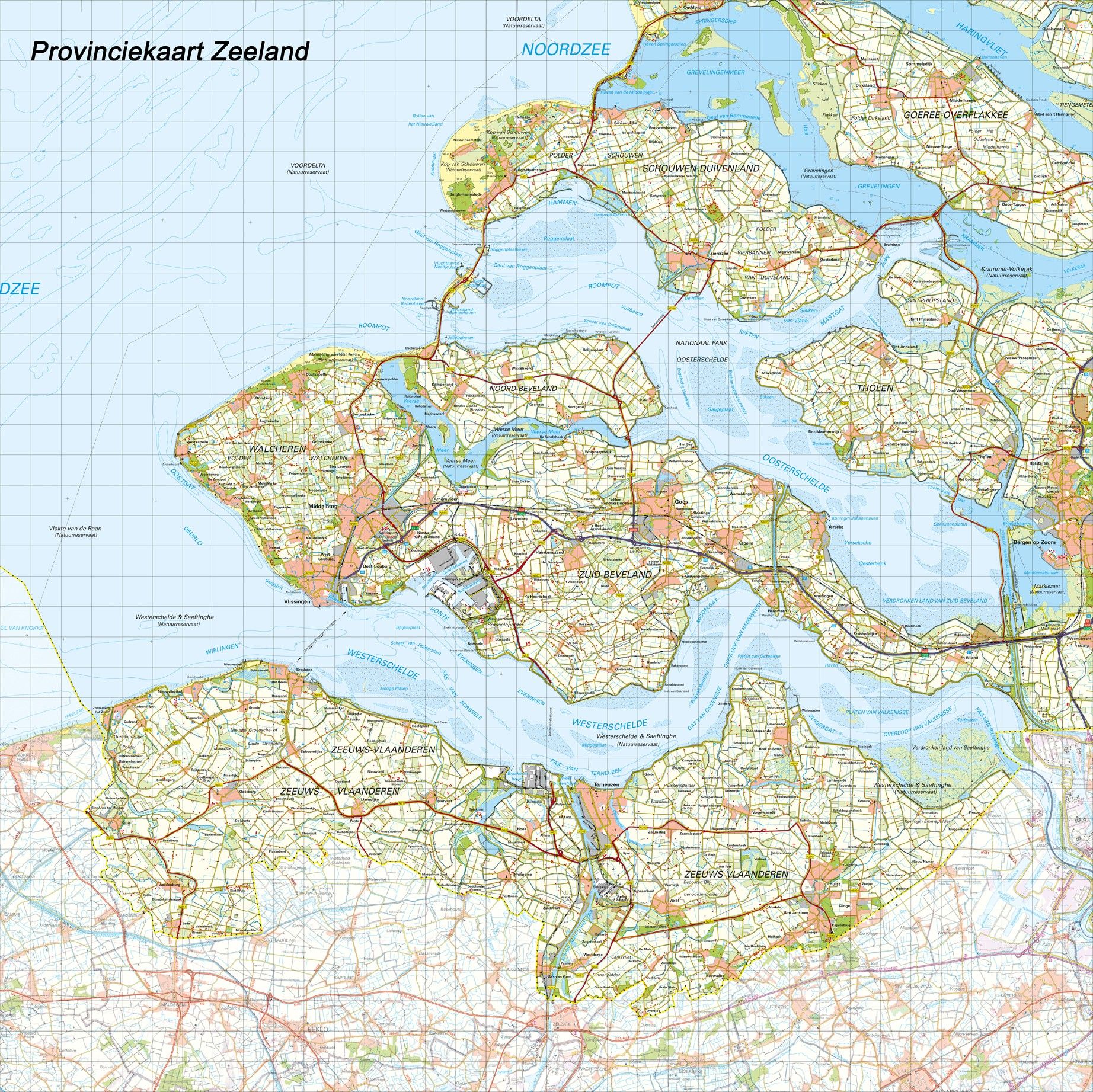 Digitale Provinciekaart Zeeland 1:100.000
