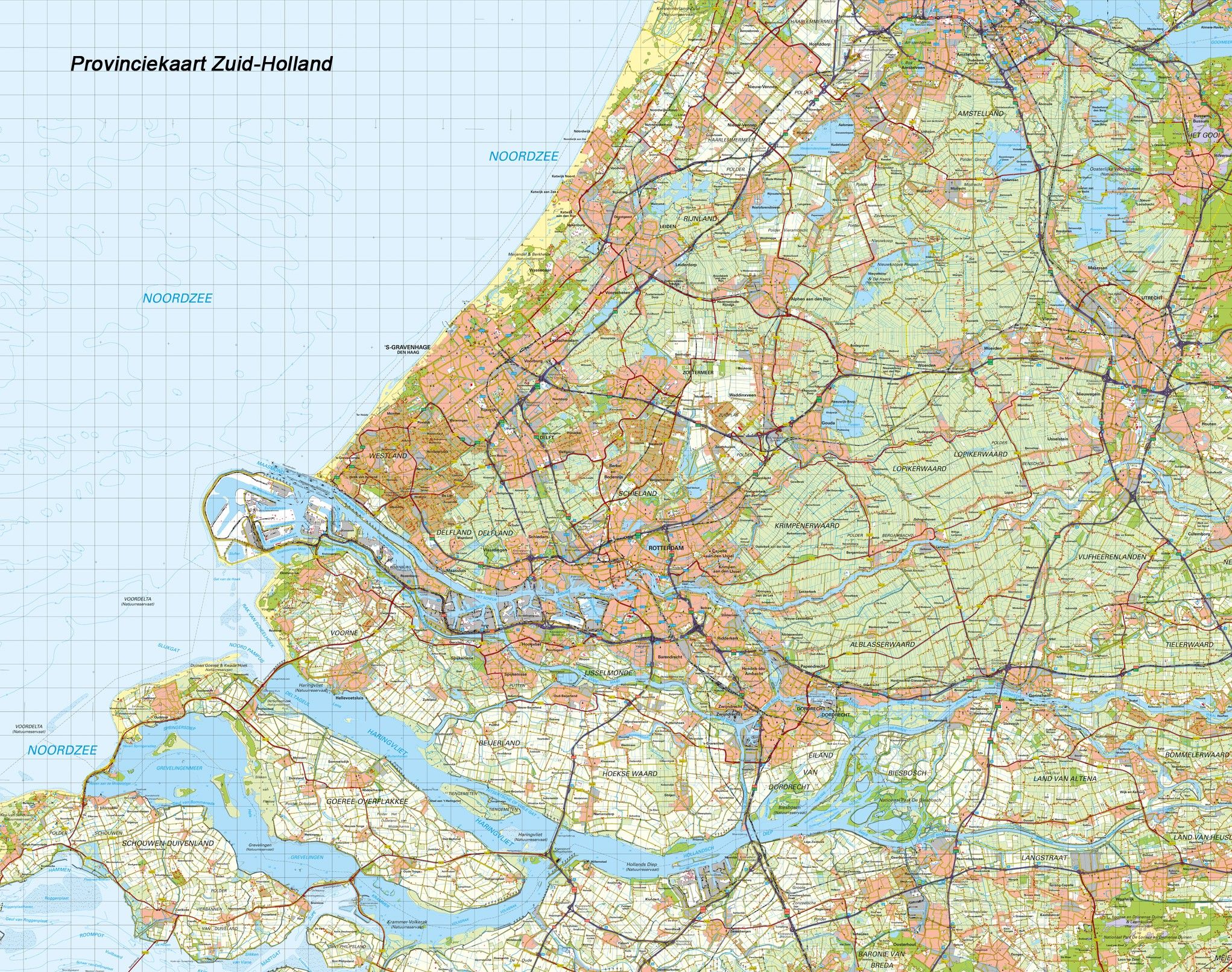 Digitale Provinciekaart Zuid Holland 1:100.000