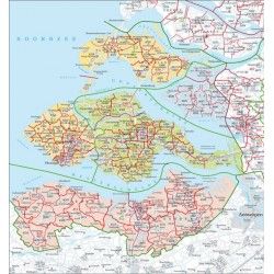 Postcodekaart Zeeland 1:100.000