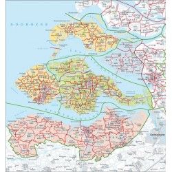 Postcodekaart Zeeland 1:100.000