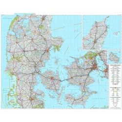 Landkaart Denemarken 1:300.000 met plaatsnamenindex